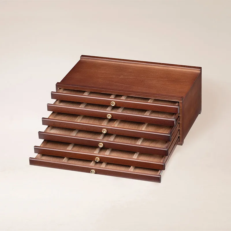 meeden-storage-boxes-boite-bois-6-tiroirs-noyer image 1