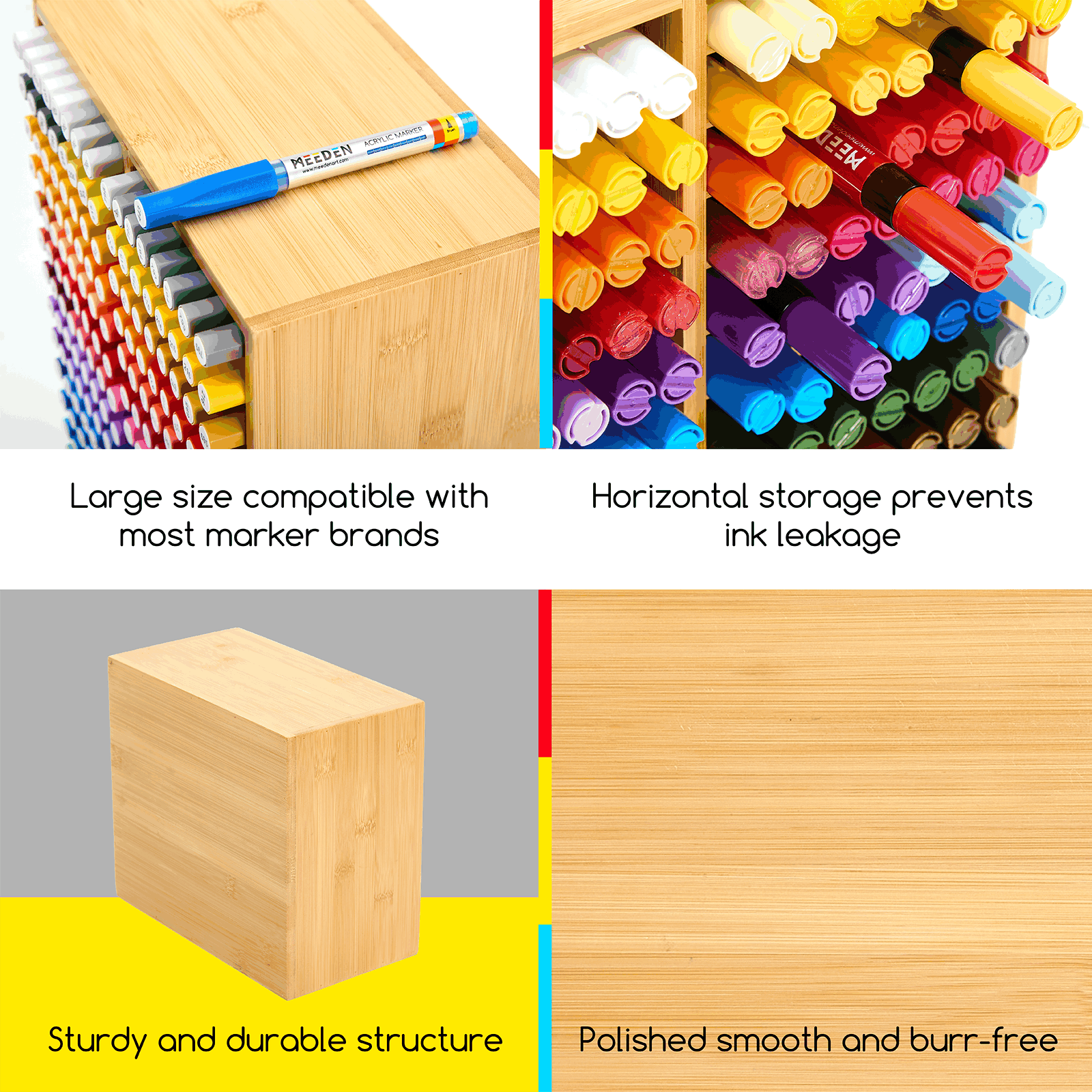 meeden-brush-holders-rangement-marqueurs-bambou-18-compartiments-126 image 6