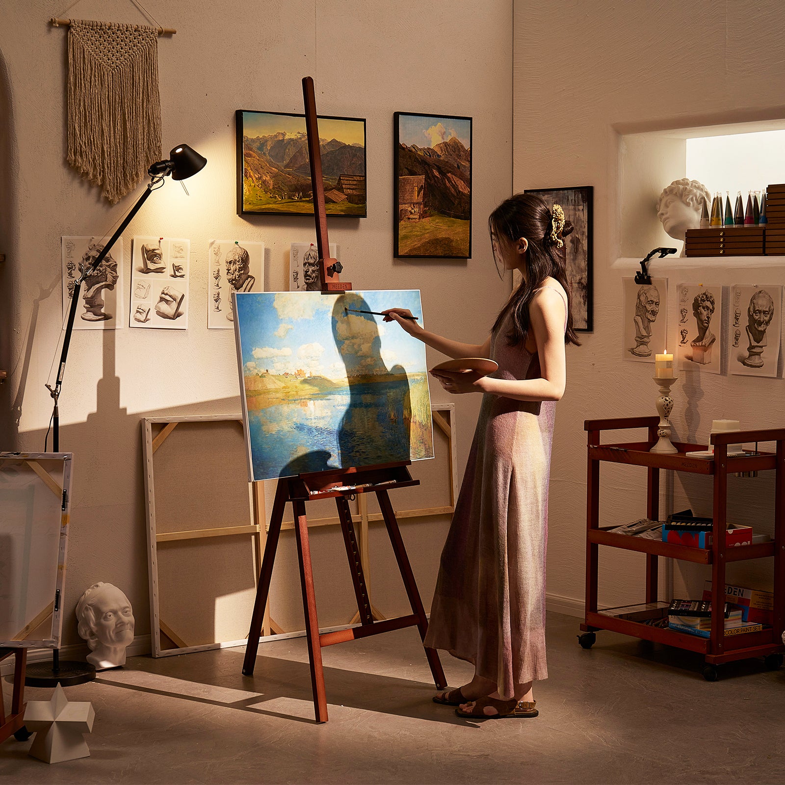 meeden-floor-easels-w09b-chevalet-atelier-noyer-122-cm image 4