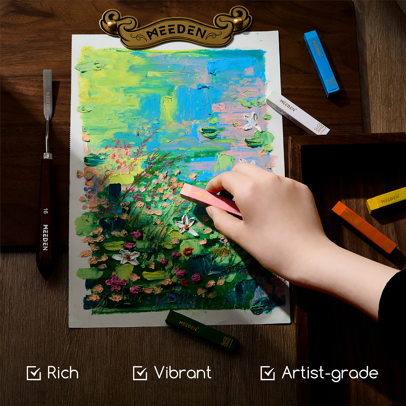 meeden-pastels-48-couleurs-pastel-l-huile-tendre-blanc-noir image 2