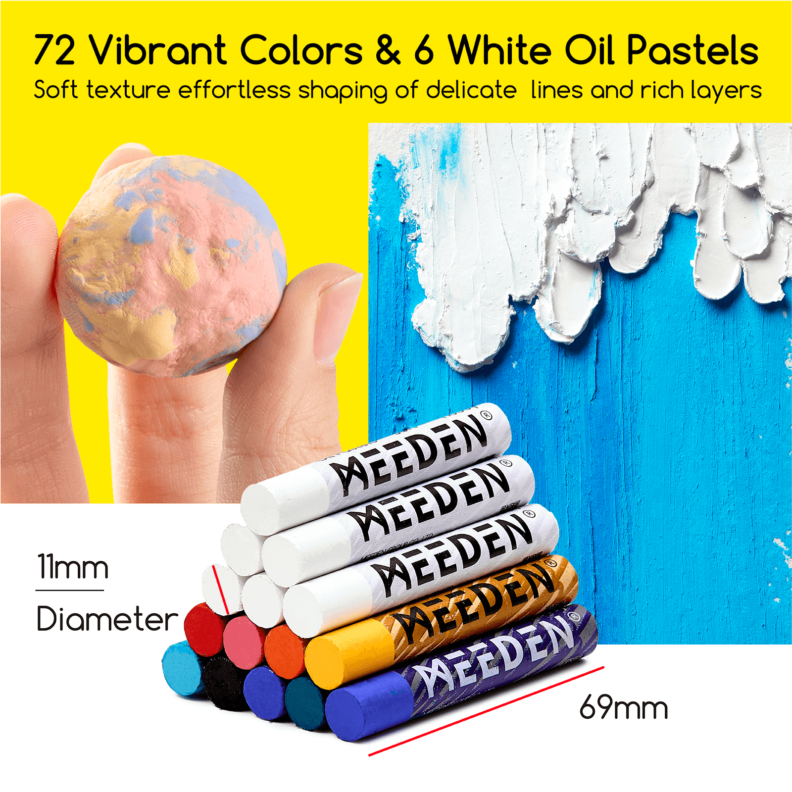 meeden-pastels-coffret-huile-102-pcs-72-couleurs-blanc image 3