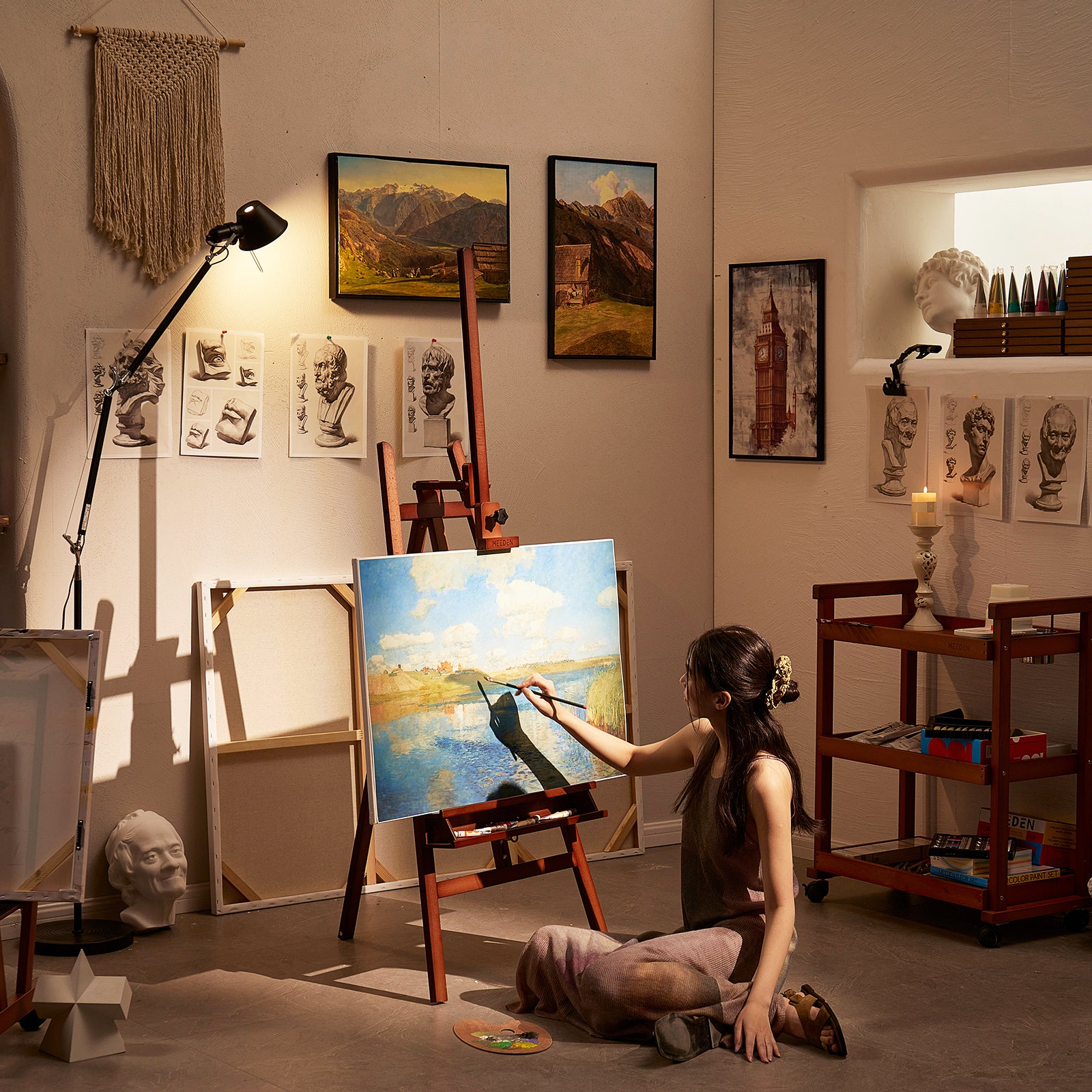 meeden-floor-easels-w09b-chevalet-atelier-noyer-122-cm image 5