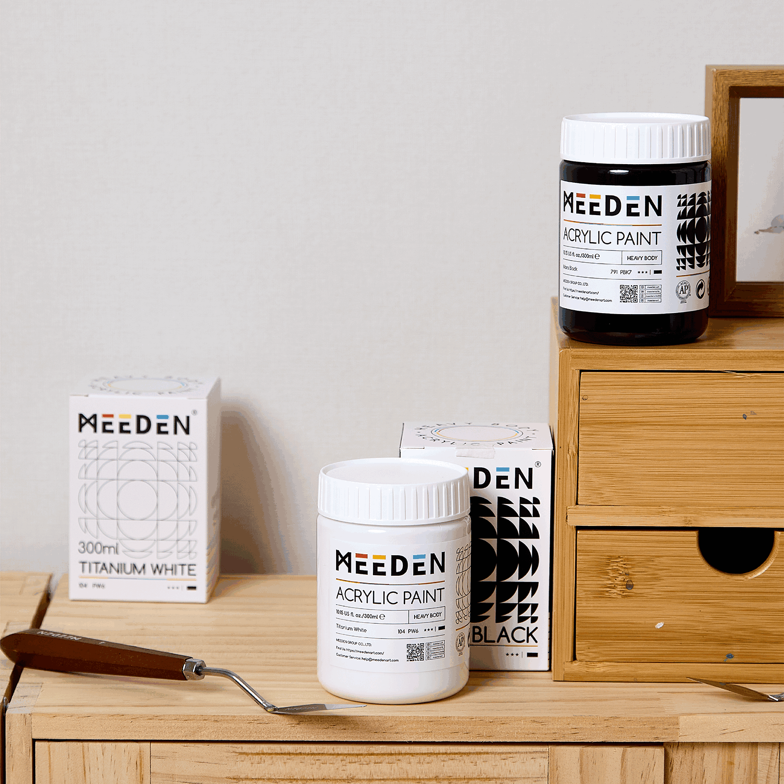 meeden-acrylic-paint-acrylique-noir-et-blanc-2x300ml image 2