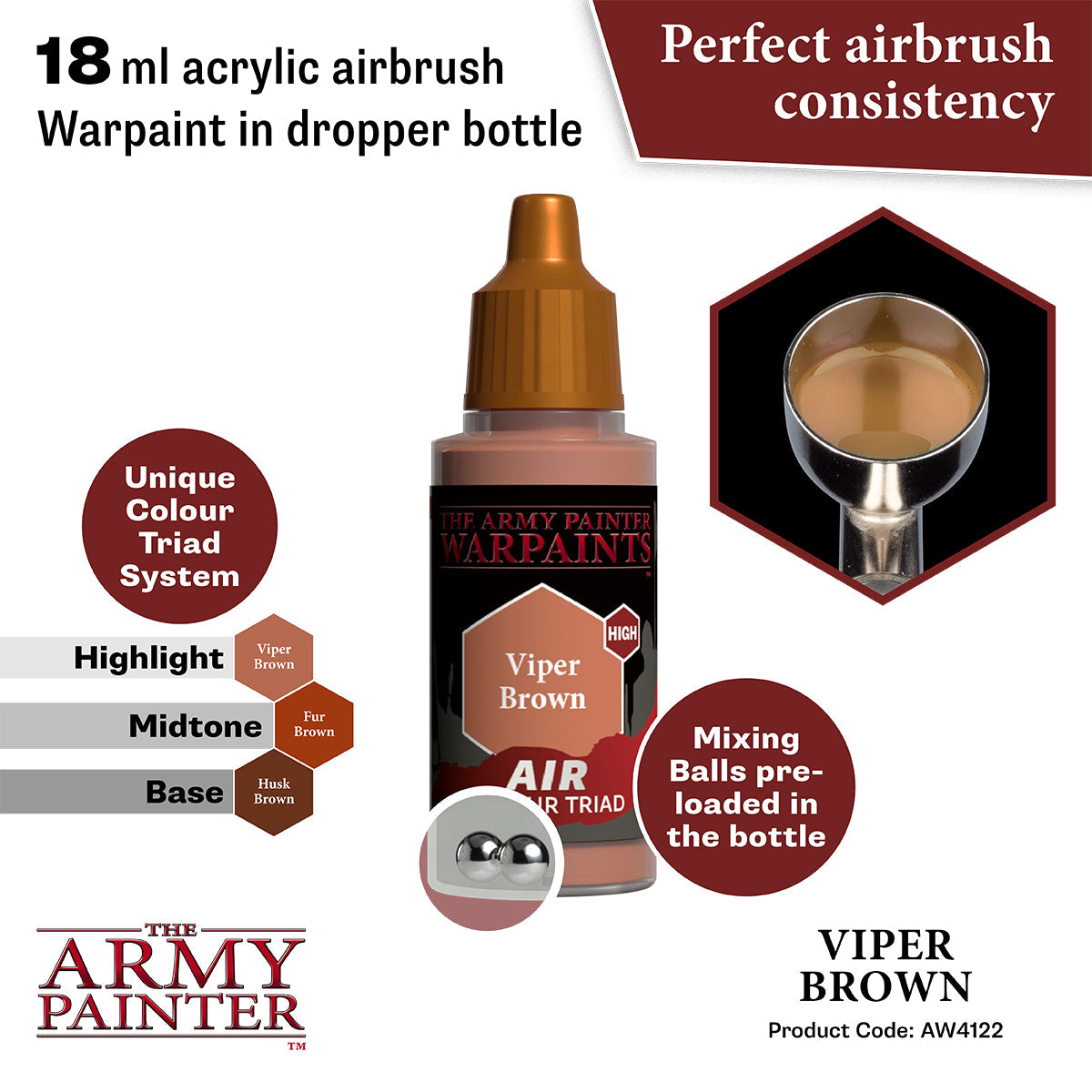 the-army-painter-warpaints-air-viper-brown-peinture-aerographe-18-ml image 2