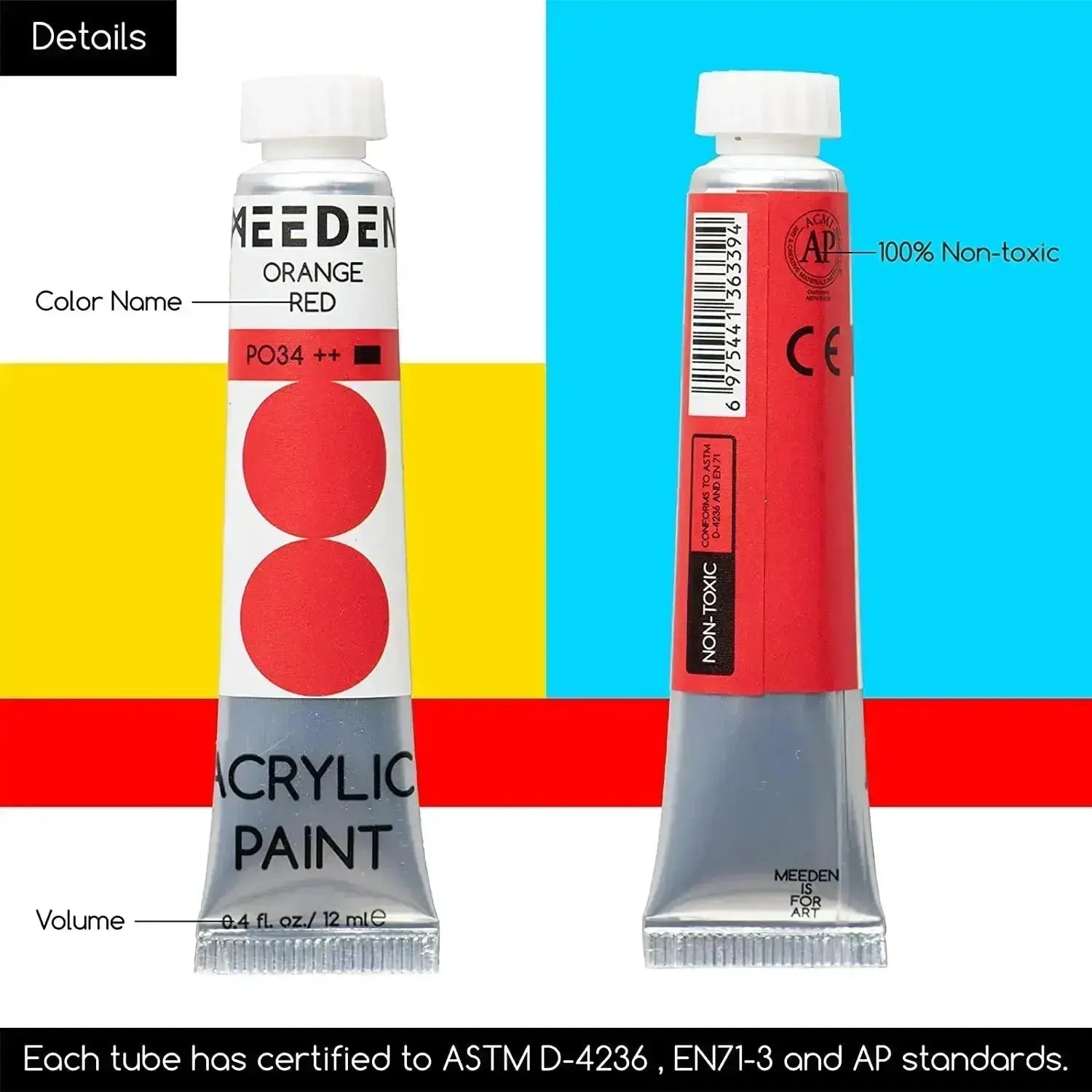 meeden-peinture-acrylique-100-tubes-12-ml-m-tallique-fluo image 3