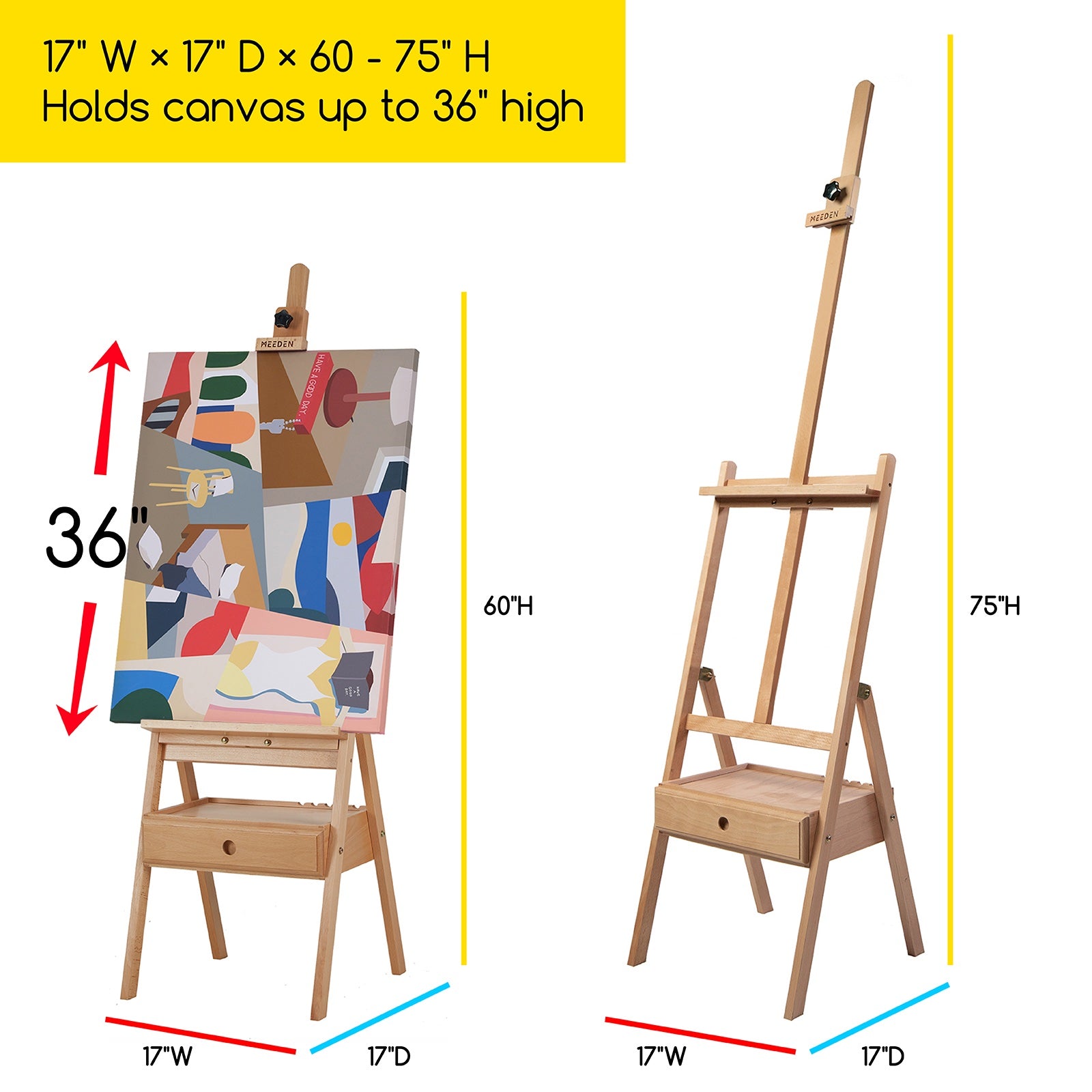meeden-hj-1a-chevalet-d-atelier-bois-avec-tiroir image 6