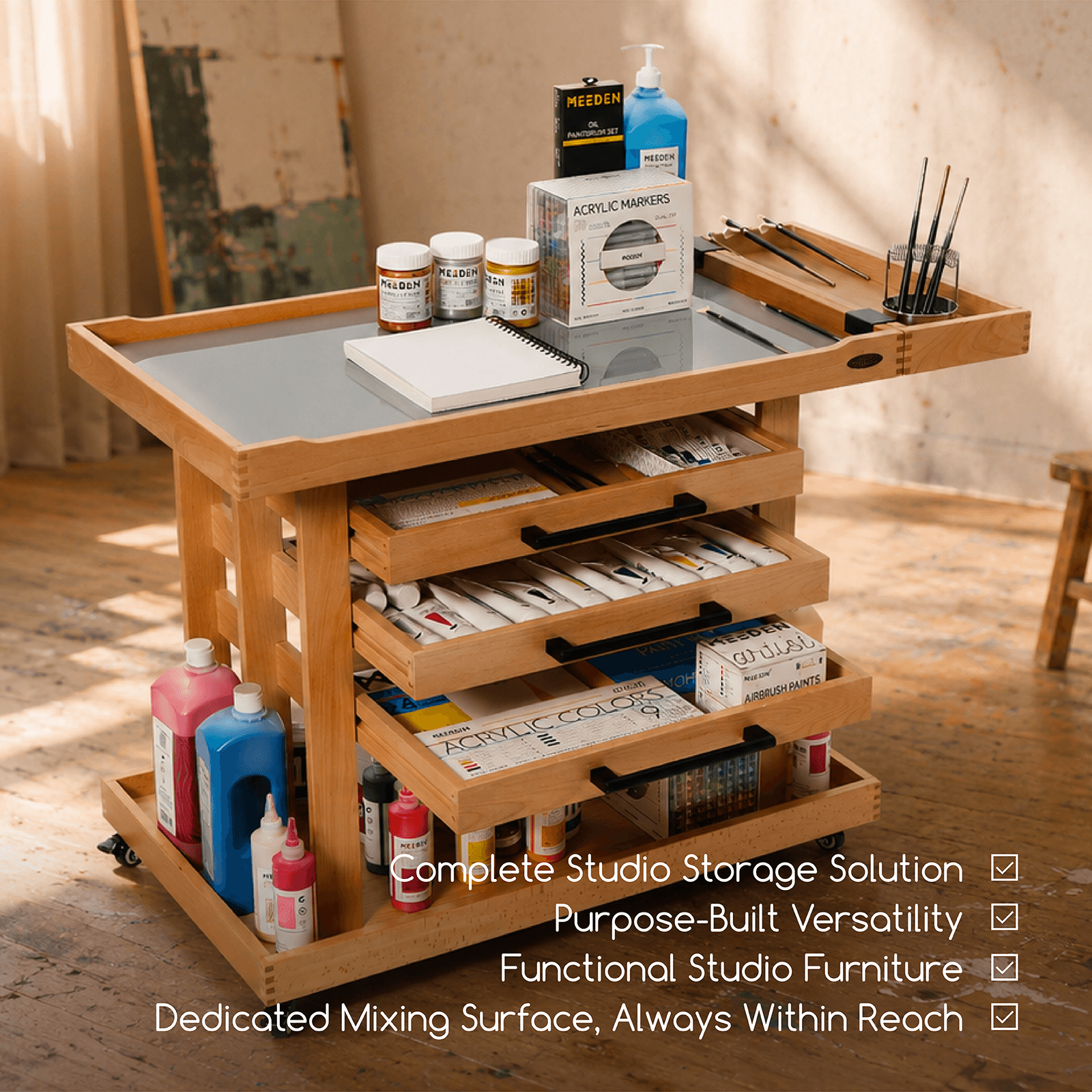 meeden-art-carts-w13h-desserte-atelier-bois-naturel-5-niveaux image 8