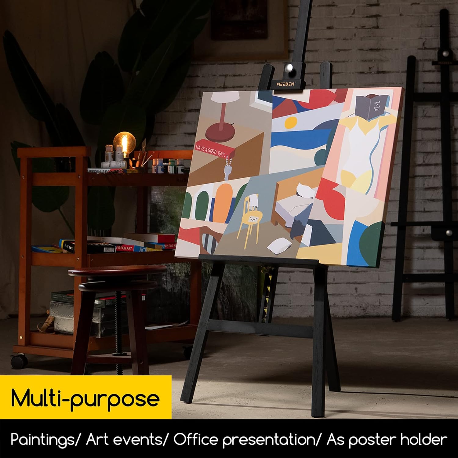 meeden-w01d-chevalet-peinture-bois-noir-toile-109-cm image 5