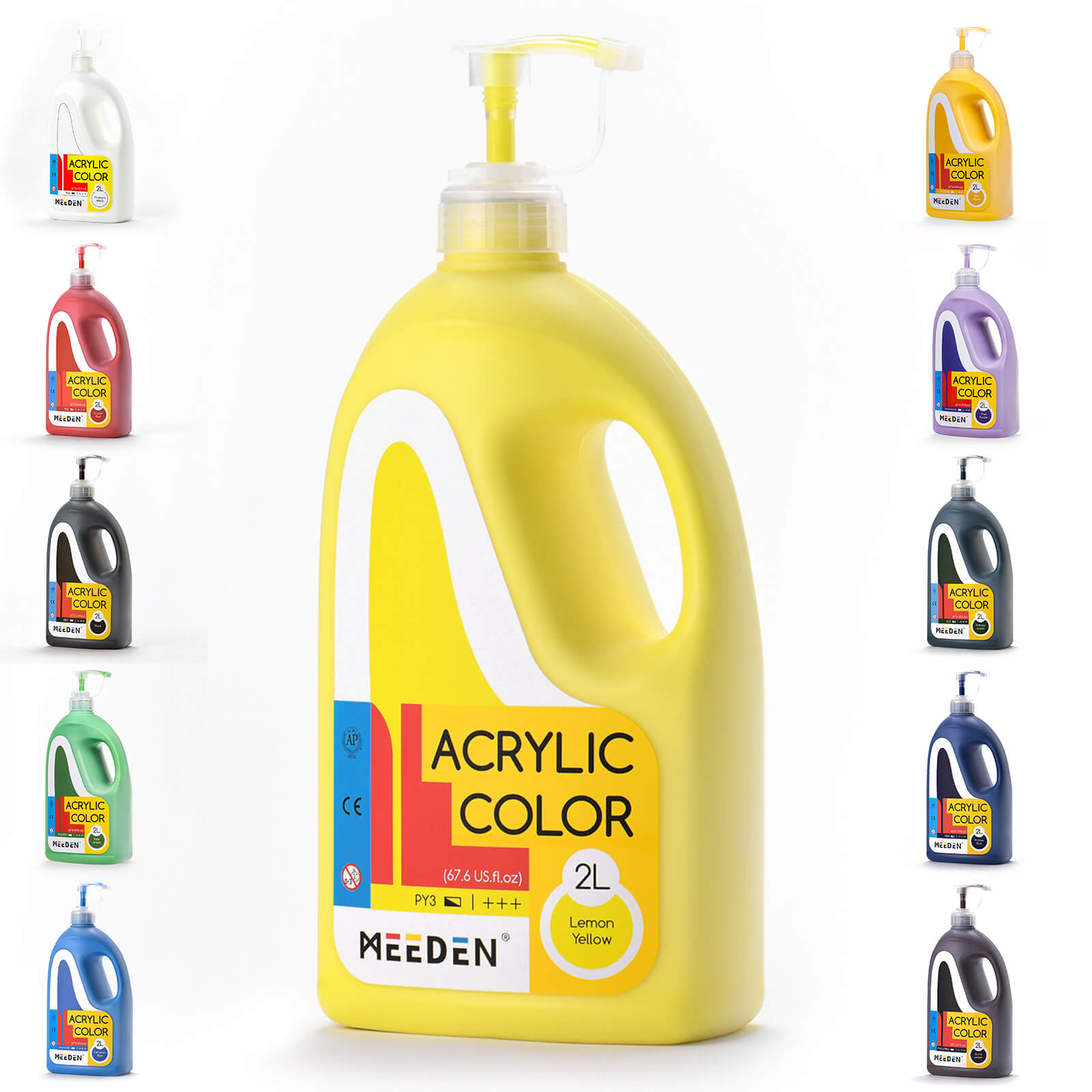 meeden-peinture-acrylique-2l-blanc-titane-pompe image 1