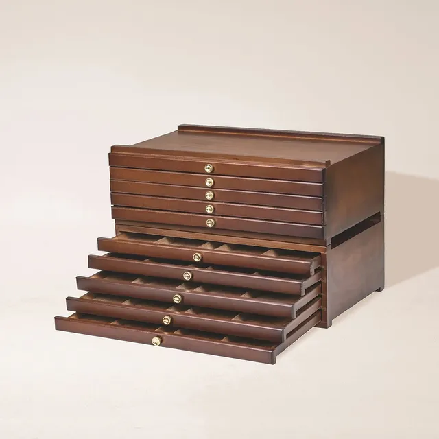 meeden-bo-te-rangement-10-tiroirs-bois-couleur-noyer image 1