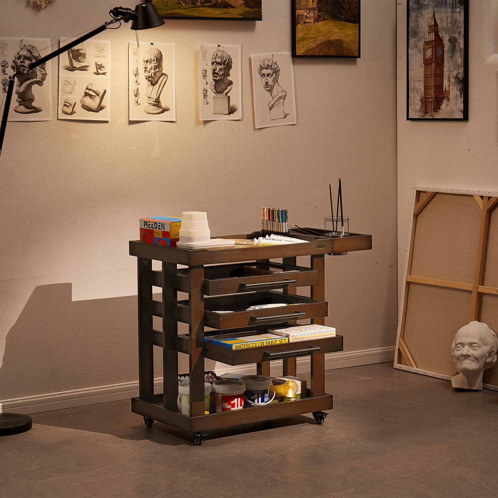 meeden-w13h-desserte-atelier-bois-5-niveaux-noyer image 3