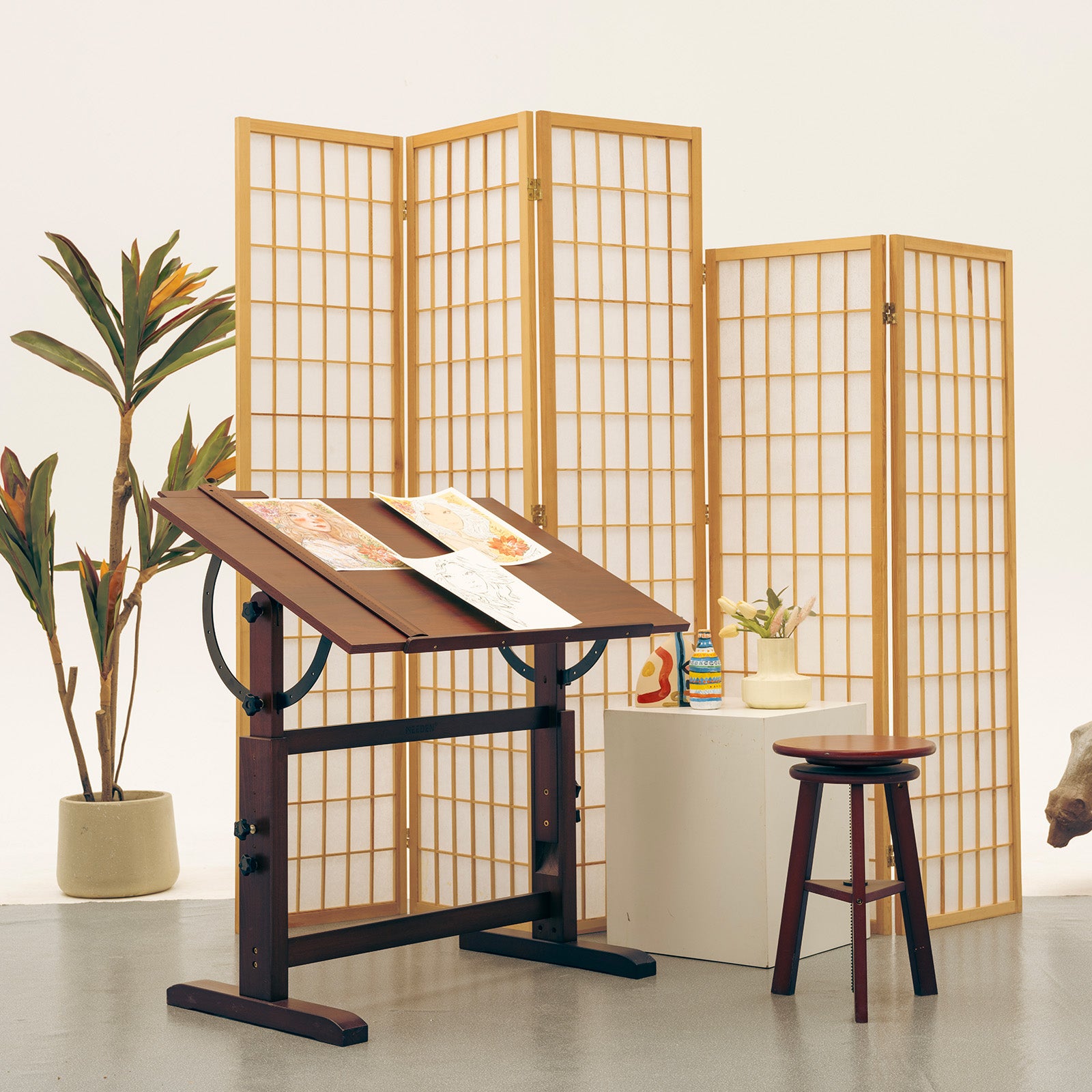 meeden-desks-xsz-4-table-dessin-noyer-fonc-vintage image 7