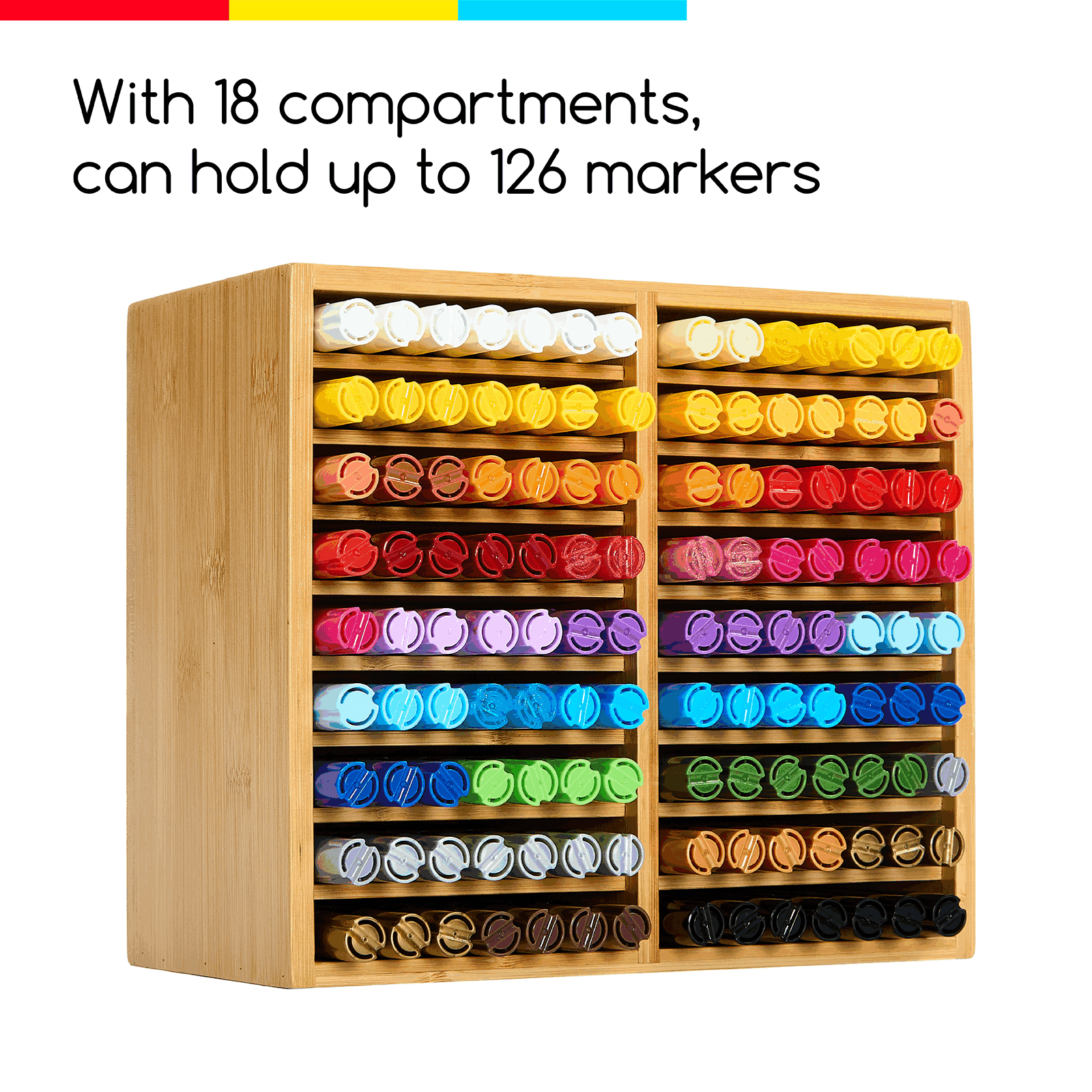 meeden-brush-holders-rangement-marqueurs-bambou-18-compartiments-126 image 5
