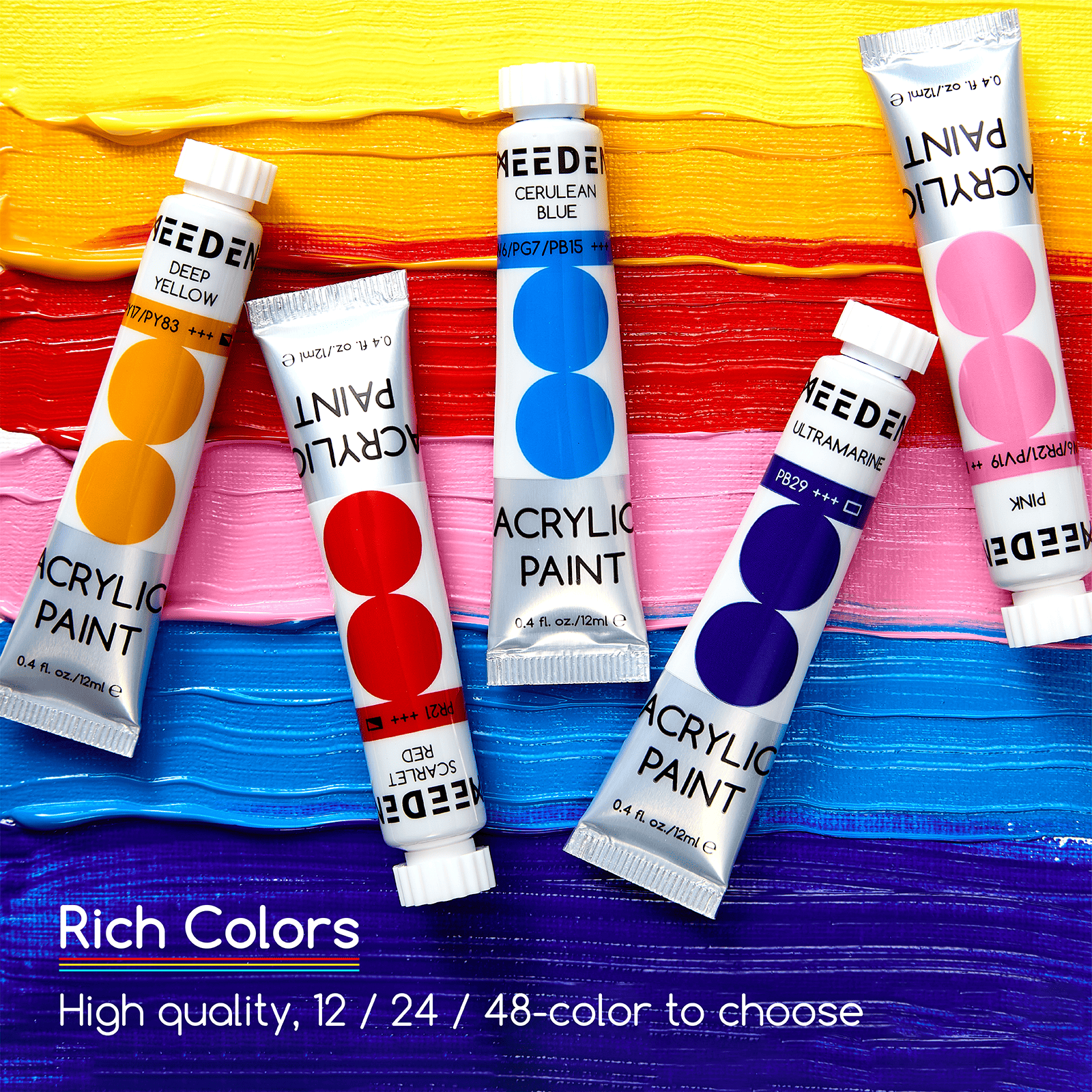 meeden-acrylic-paint-peinture-acrylique-24-tubes-12-ml-multicolore image 2