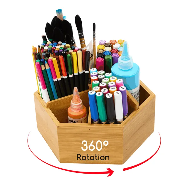 meeden-storage-boxes-organiseur-rotatif-bambou-6-casiers image 1