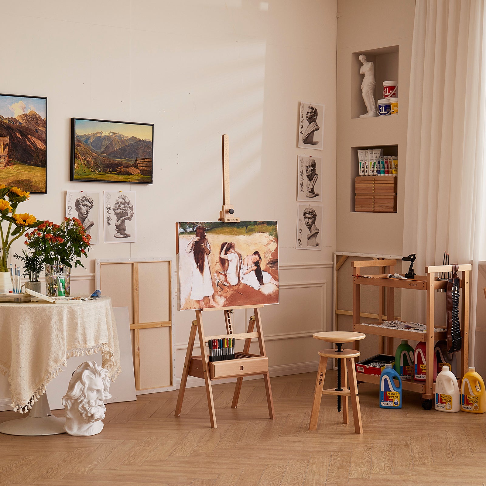 meeden-floor-easels-chevalet-bois-hj-2a-inclinable-tiroir image 6