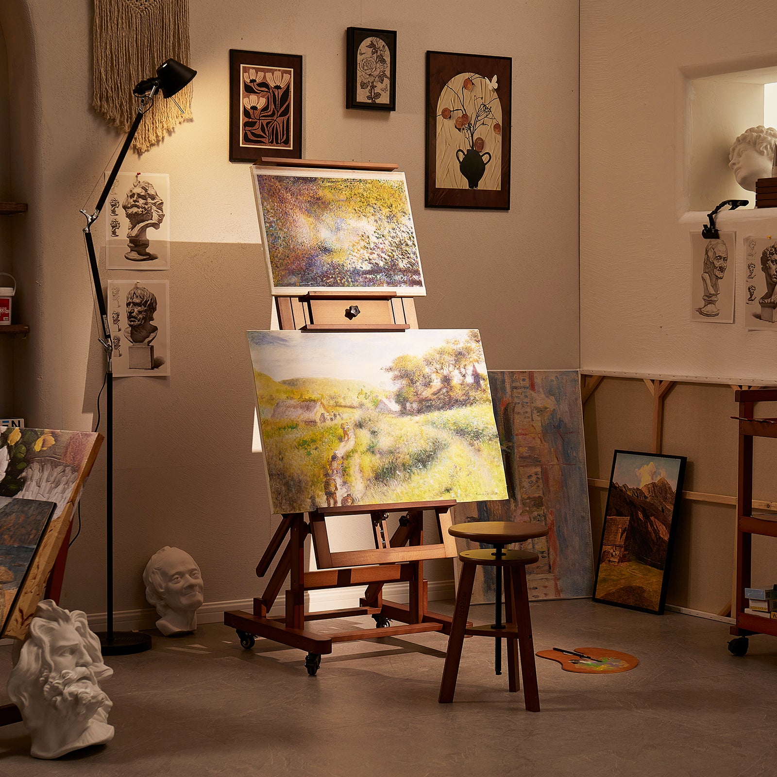 meeden-floor-easels-dhj-3-chevalet-bois-noyer-double-toile image 4
