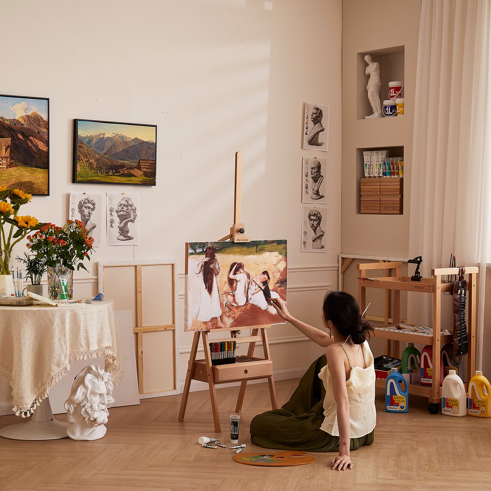 meeden-floor-easels-chevalet-bois-hj-2a-inclinable-tiroir image 4