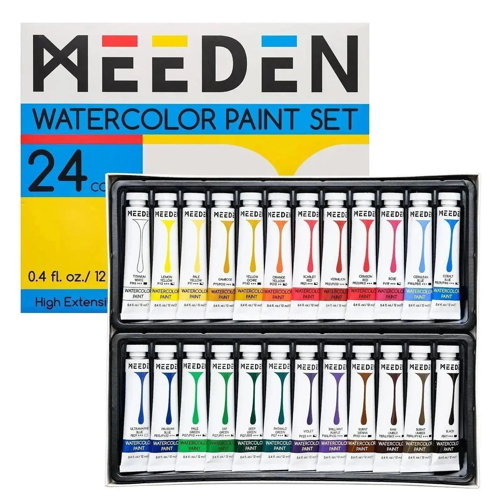 meeden-set-24-tubes-aquarelle-12-ml-artistes image 1