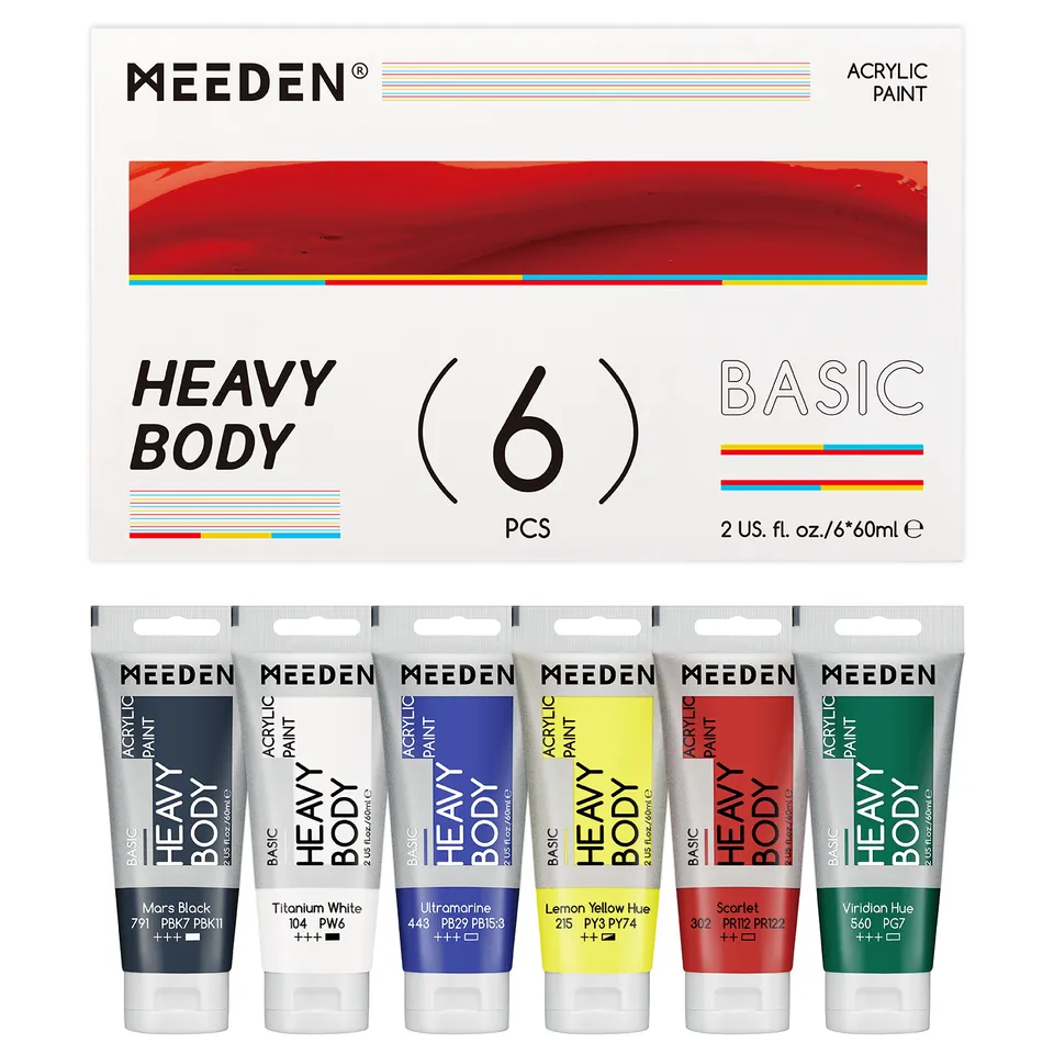 meeden-heavy-body-peinture-acrylique-6-tubes-60-ml-basiques image 1