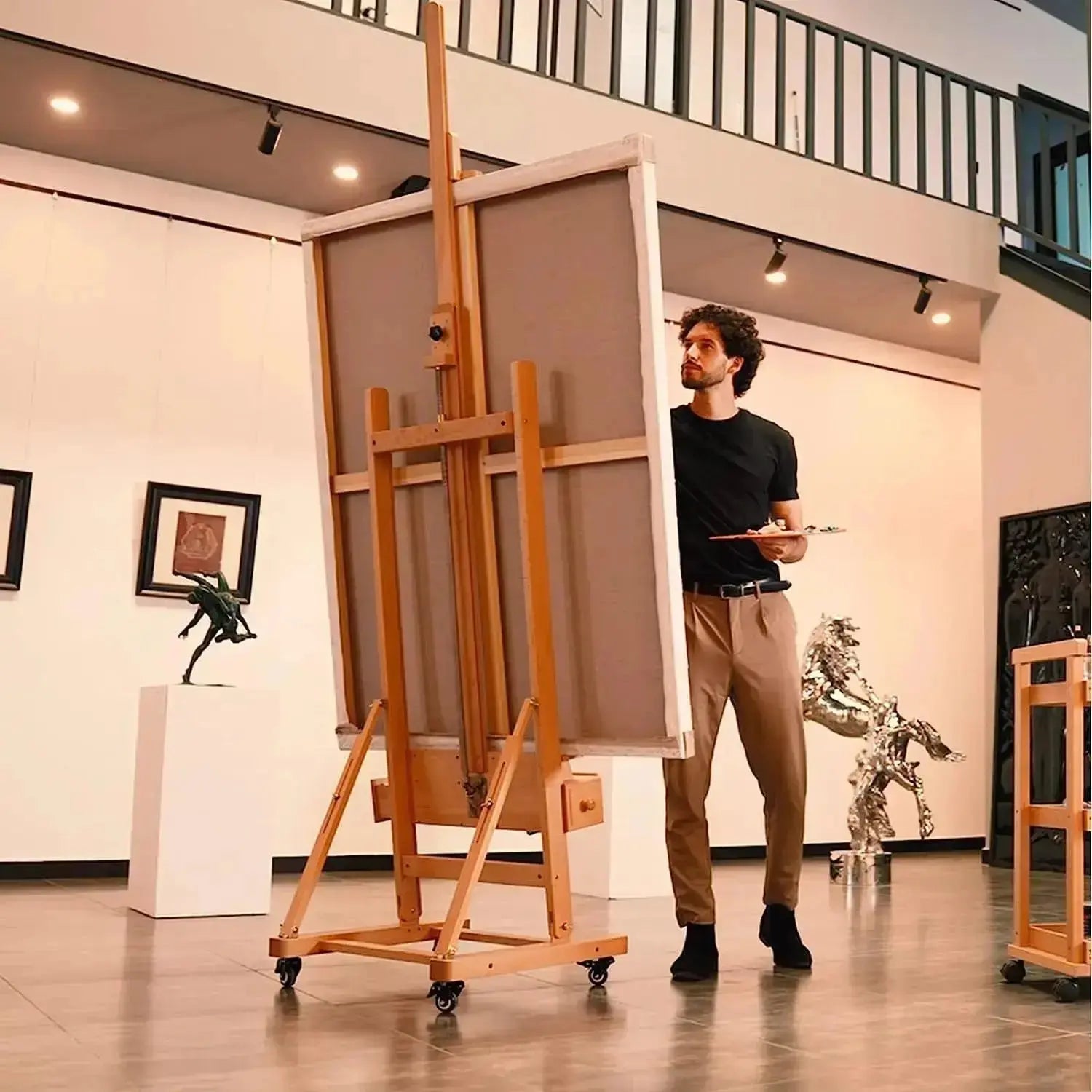 meeden-floor-easels-chevalet-bois-w15s-manivelle-grand-format image 2