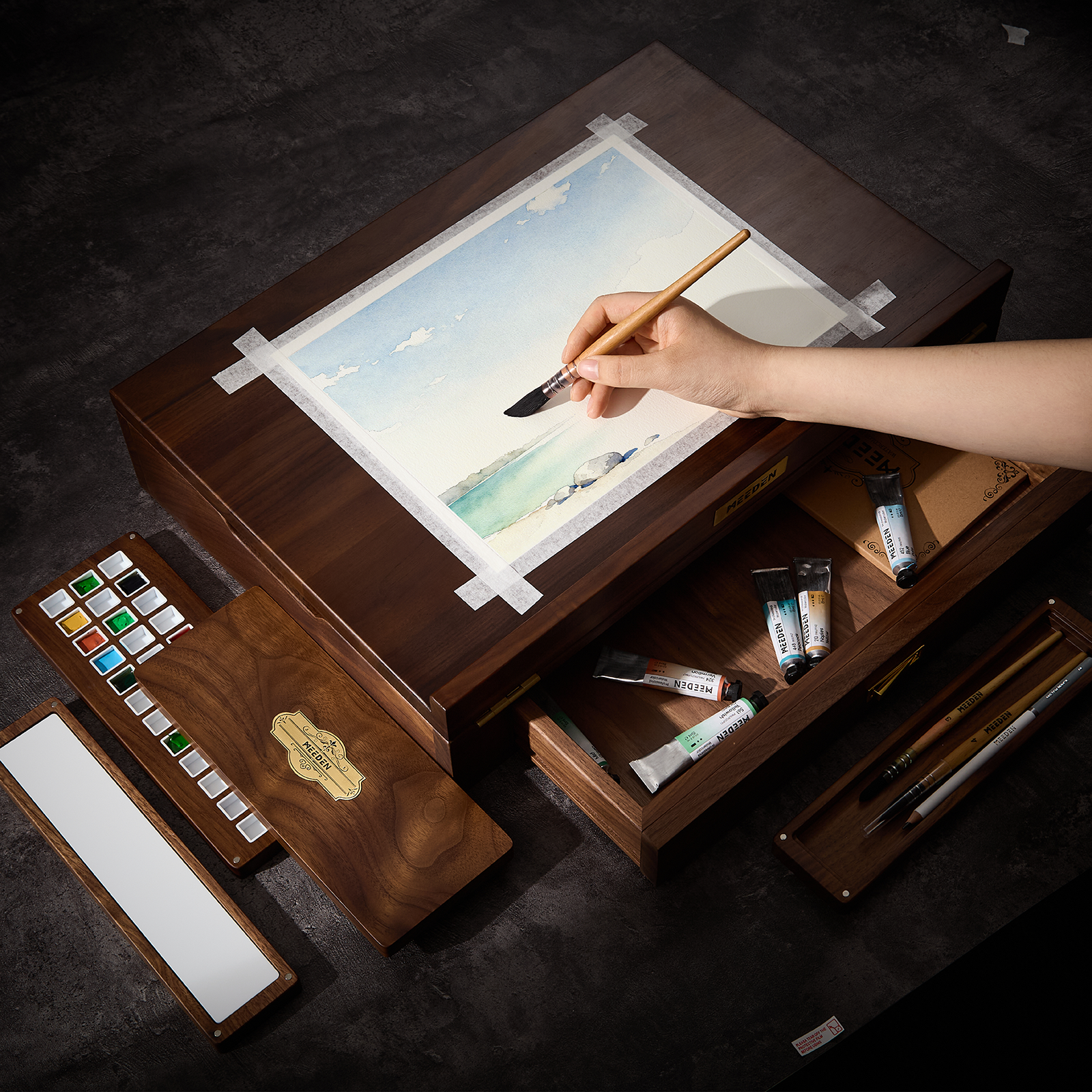 meeden-tabletop-easels-chevalet-de-table-noyer-am-ricain-coffret image 2