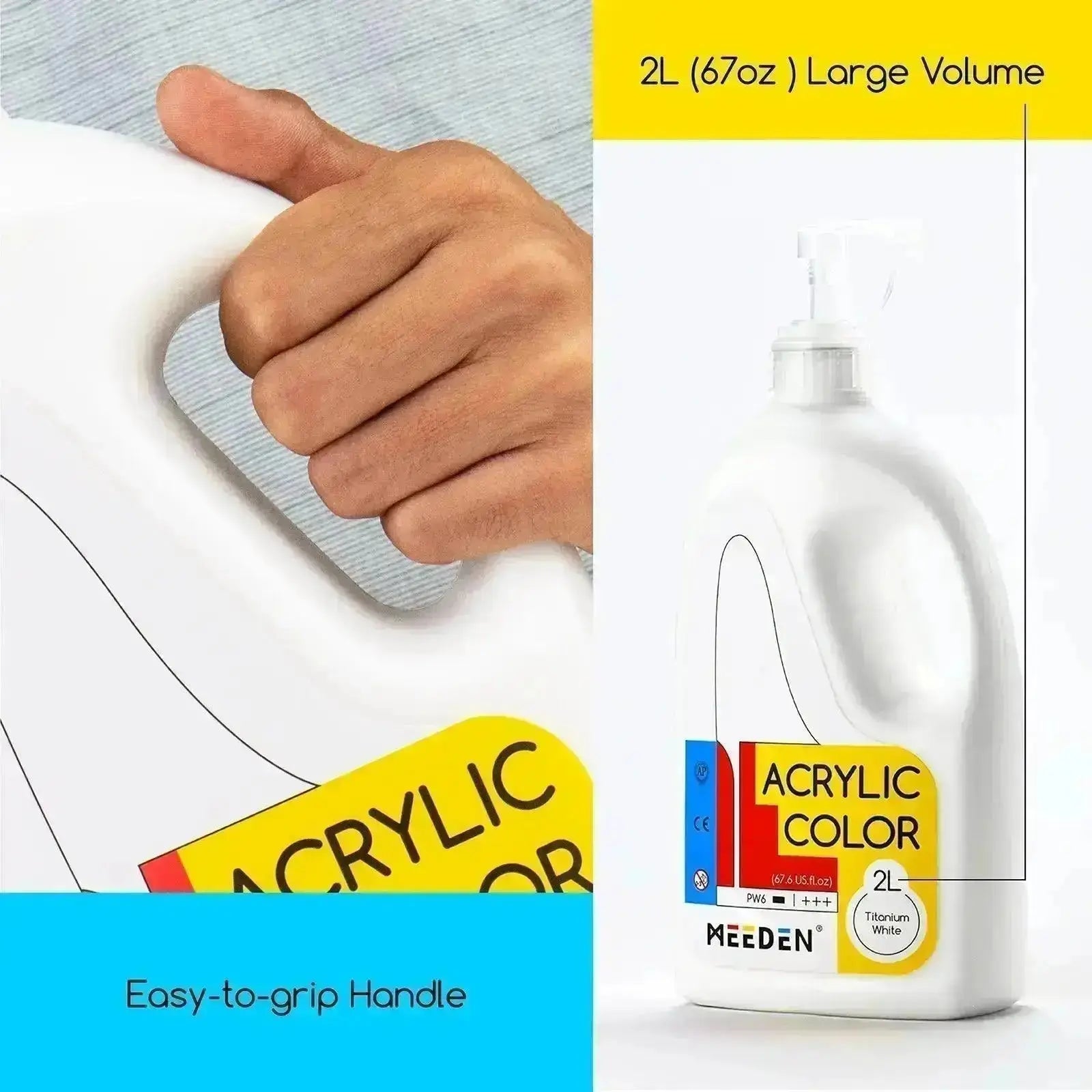meeden-peinture-acrylique-2l-blanc-titane-pompe image 2