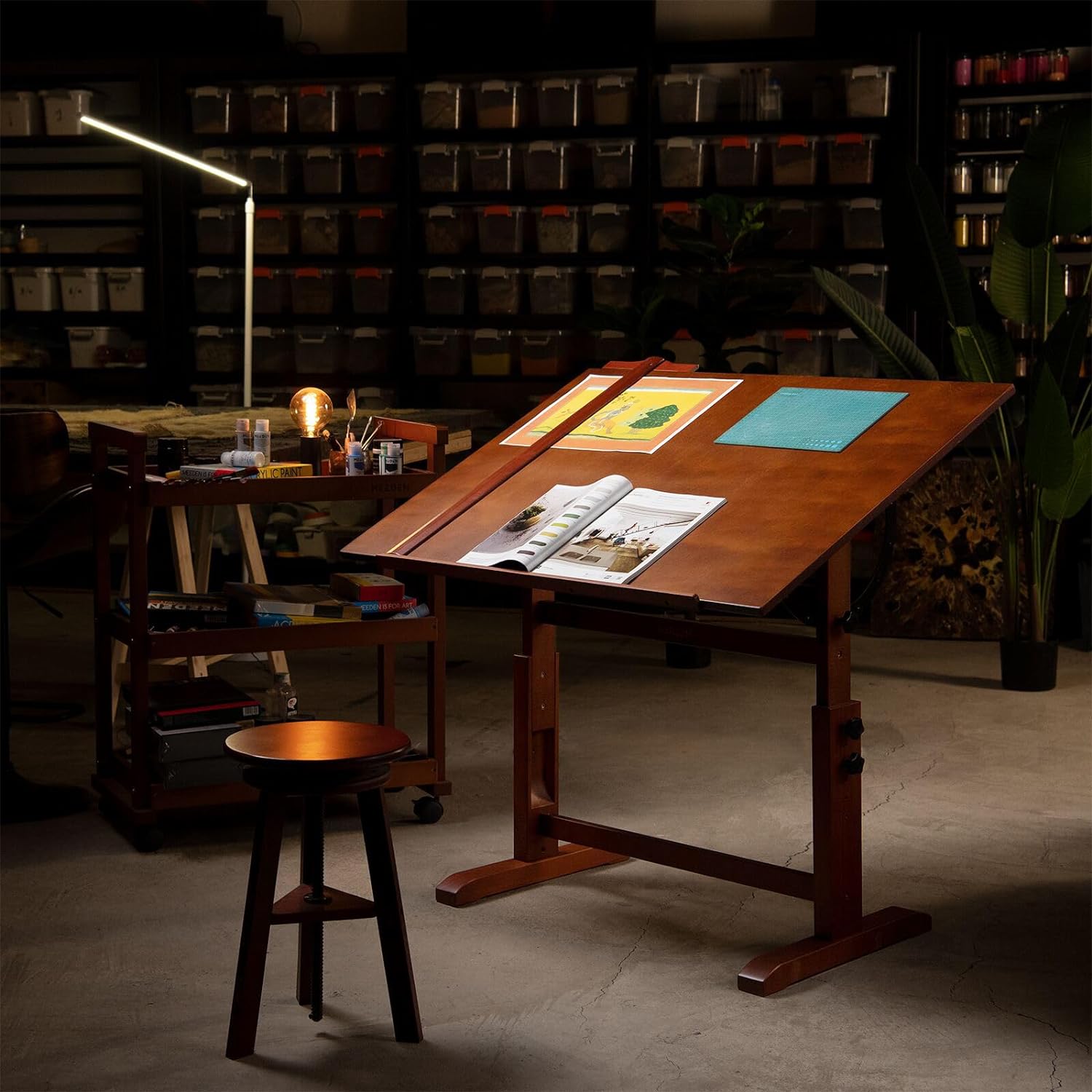 meeden-xsz-6008-table-dessin-noyer-clair-grand-format image 6