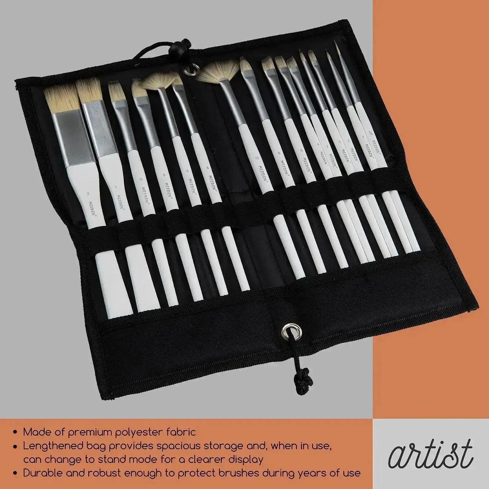 meeden-brushes-set-15-pinceaux-acrylique-nylon-trousse image 5