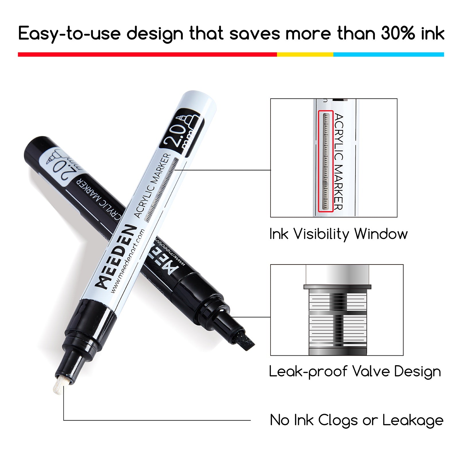 meeden-markers-feutre-acrylique-noir-et-blanc-pointe-2-mm image 5