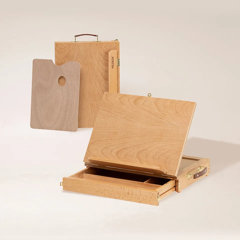 meeden-xhc-1a-chevalet-table-bois-tiroir-naturel image 1