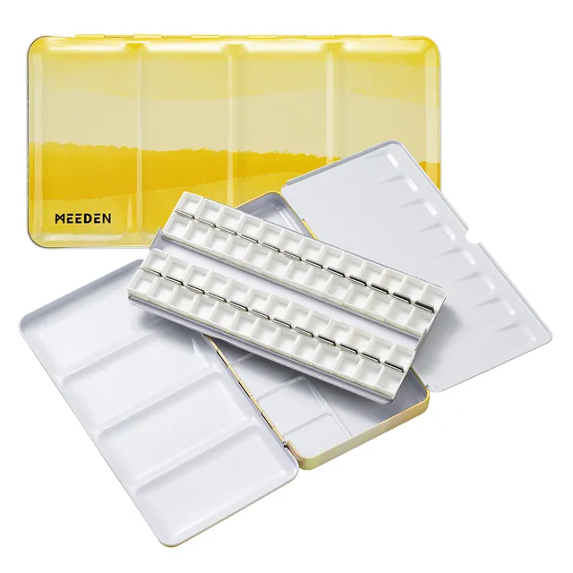 meeden-palettes-jaune-48-demi-godets-bo-te-aquarelle-vide image 1