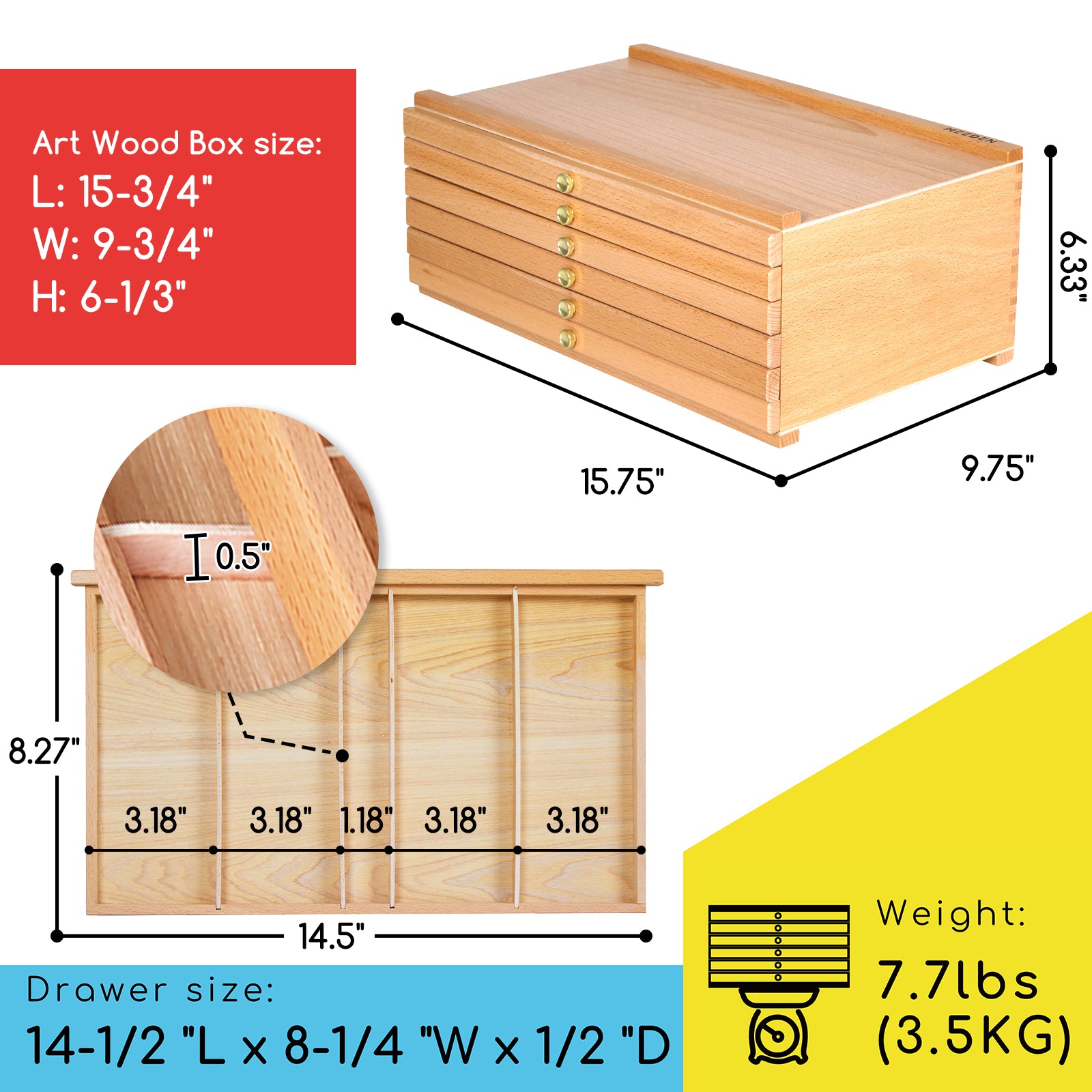 meeden-storage-boxes-bo-te-rangement-6-tiroirs-naturel image 3