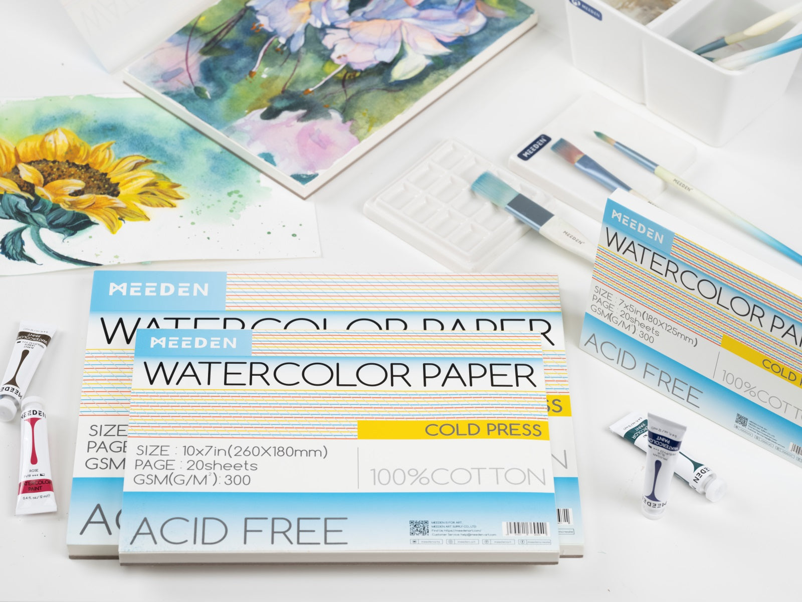 meeden-watercolor-paper-bloc-aquarelle-coton-grain-fin-30-feuilles image 5