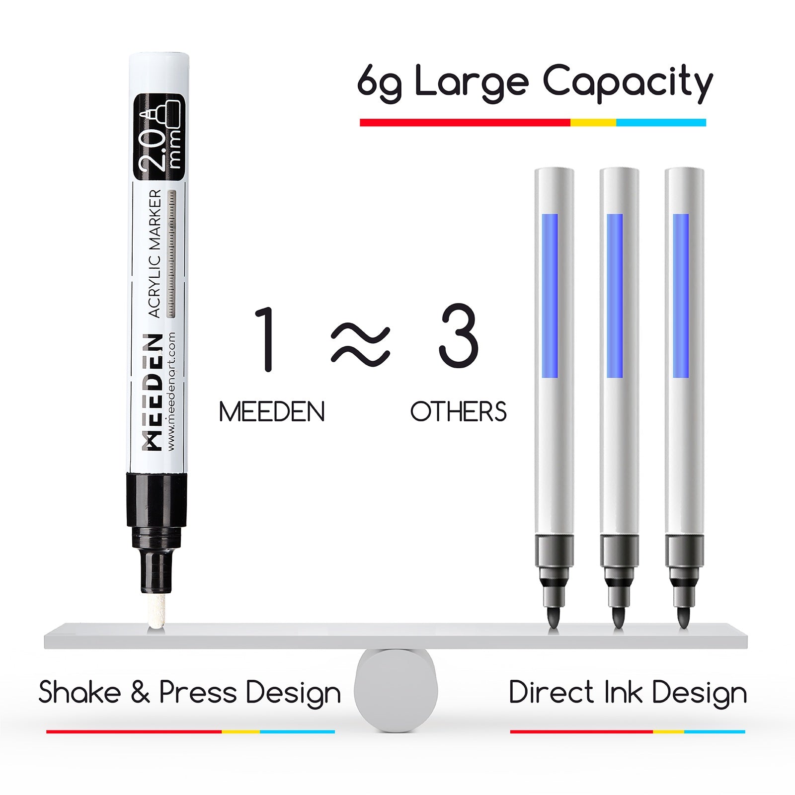 meeden-markers-feutre-acrylique-noir-et-blanc-pointe-2-mm image 2
