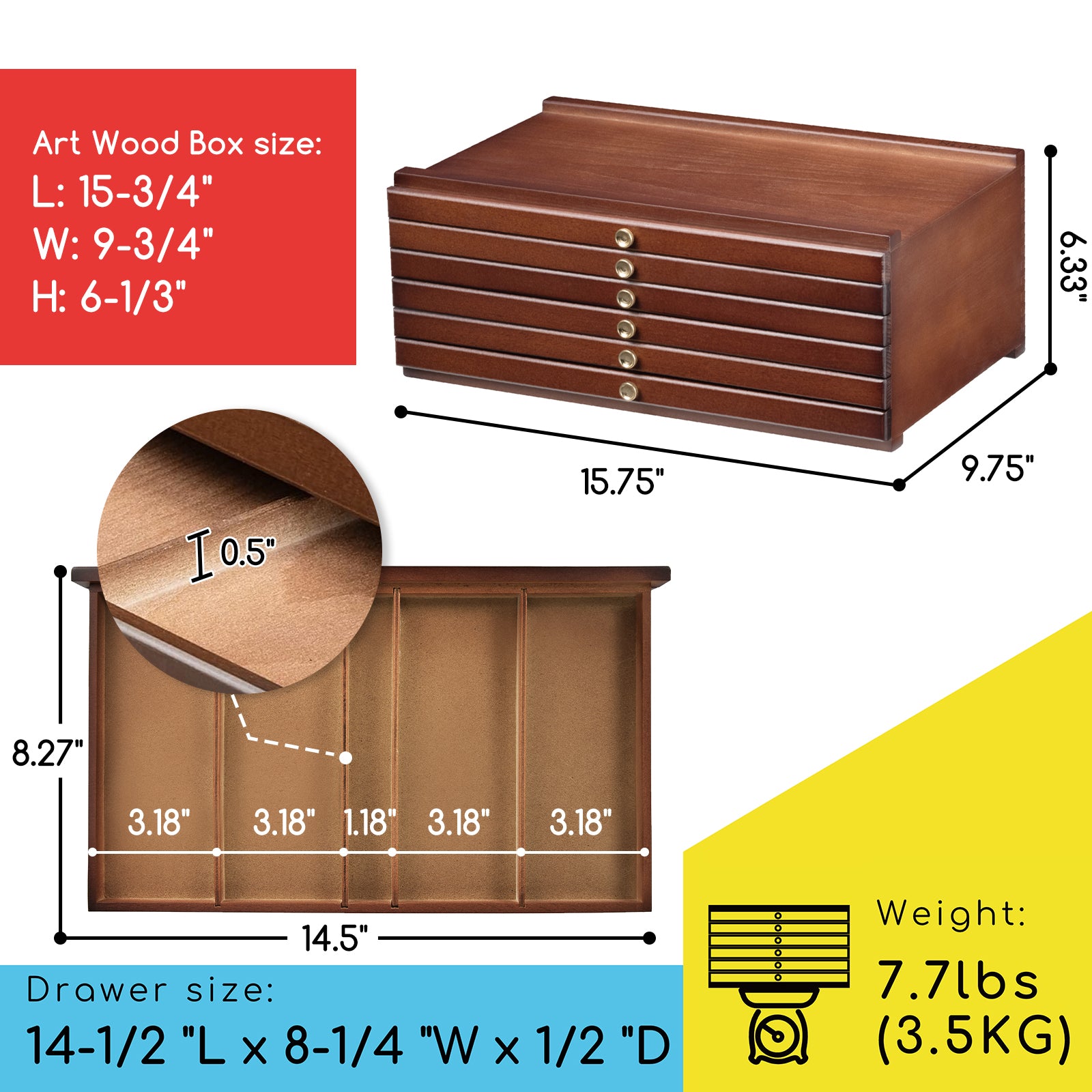 meeden-storage-boxes-boite-bois-6-tiroirs-noyer image 4