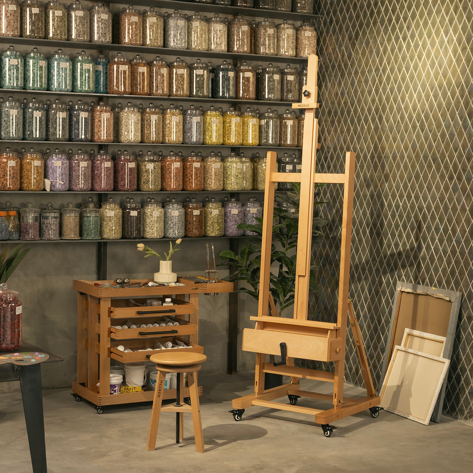 meeden-floor-easels-chevalet-bois-w15s-manivelle-grand-format image 5