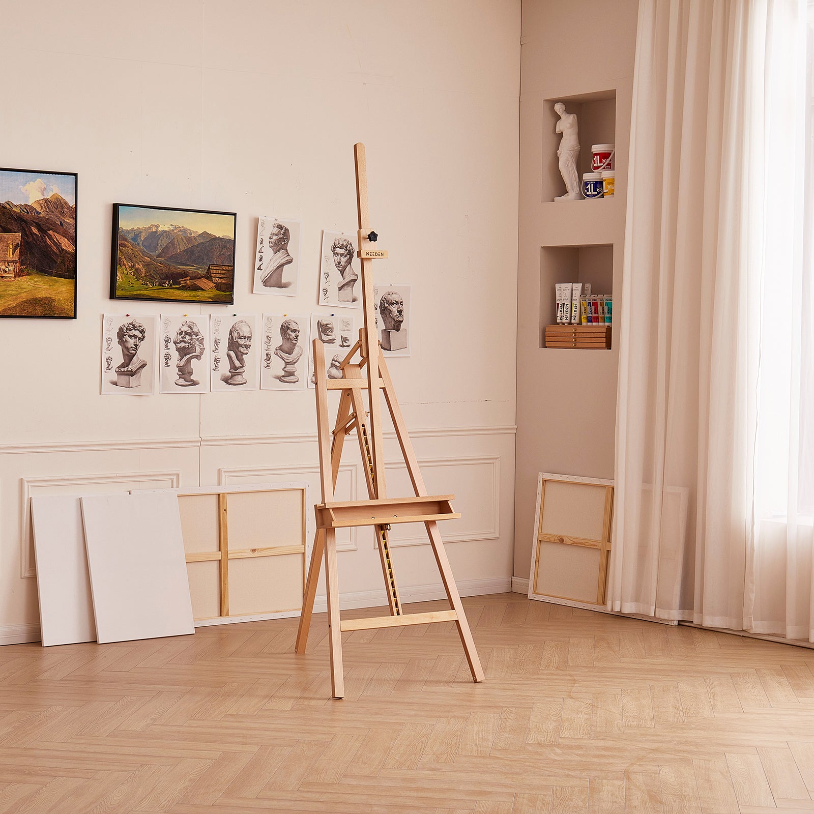 meeden-w09b-chevalet-sur-pied-lyre-h-tre-toile-122-cm image 6
