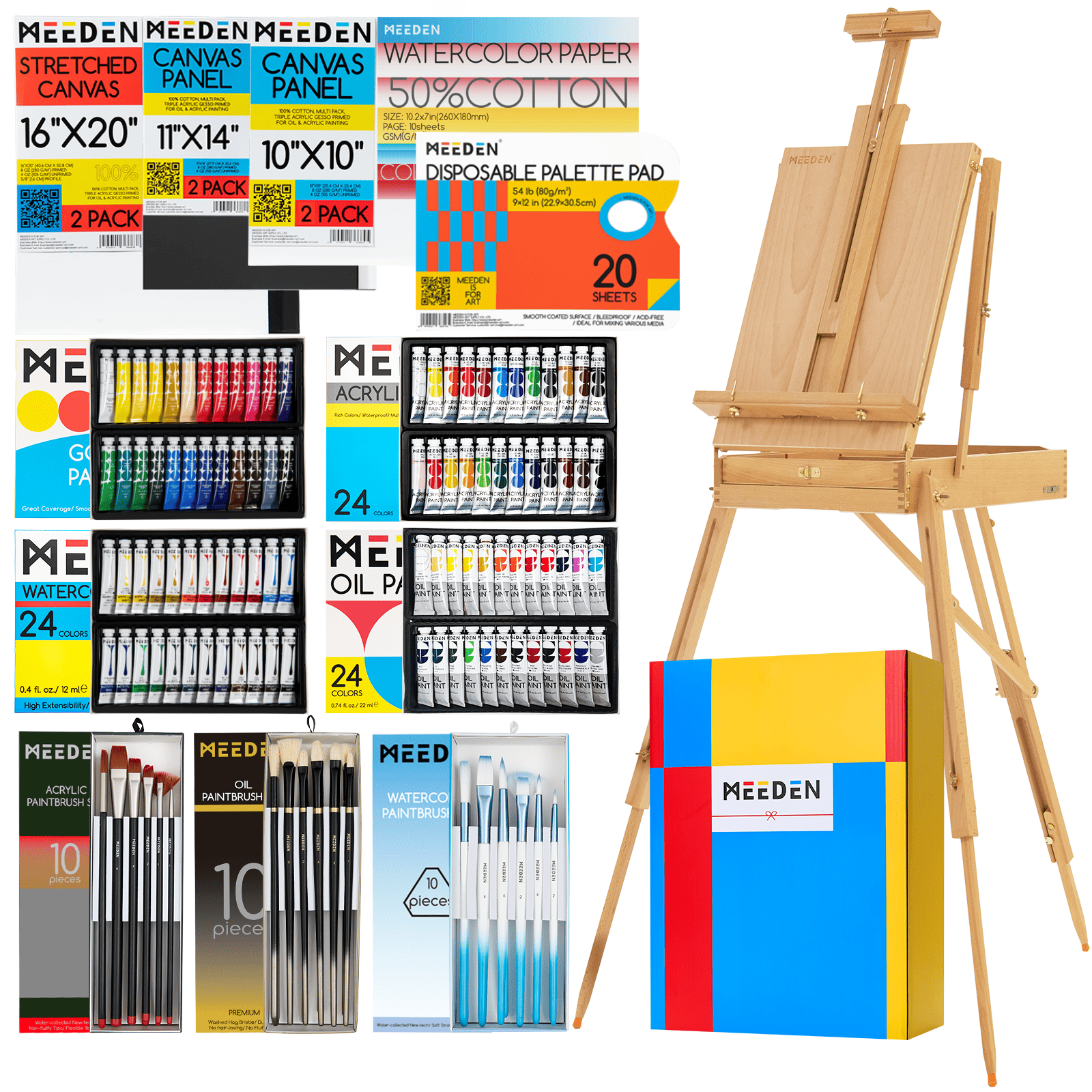 meeden-deluxe-coffret-peinture-141-pi-ces-chevalet-complet image 1
