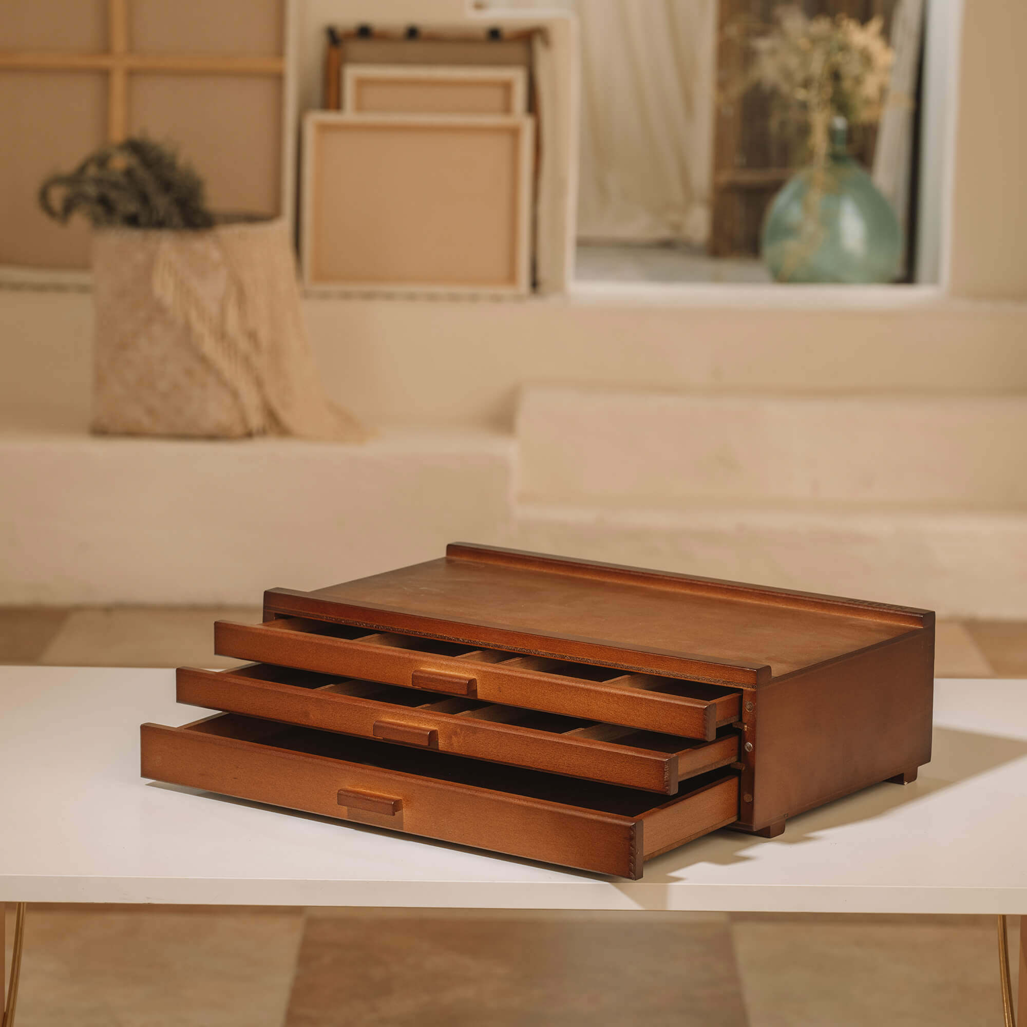 meeden-storage-boxes-bo-te-de-rangement-bois-3-tiroirs-noyer image 3