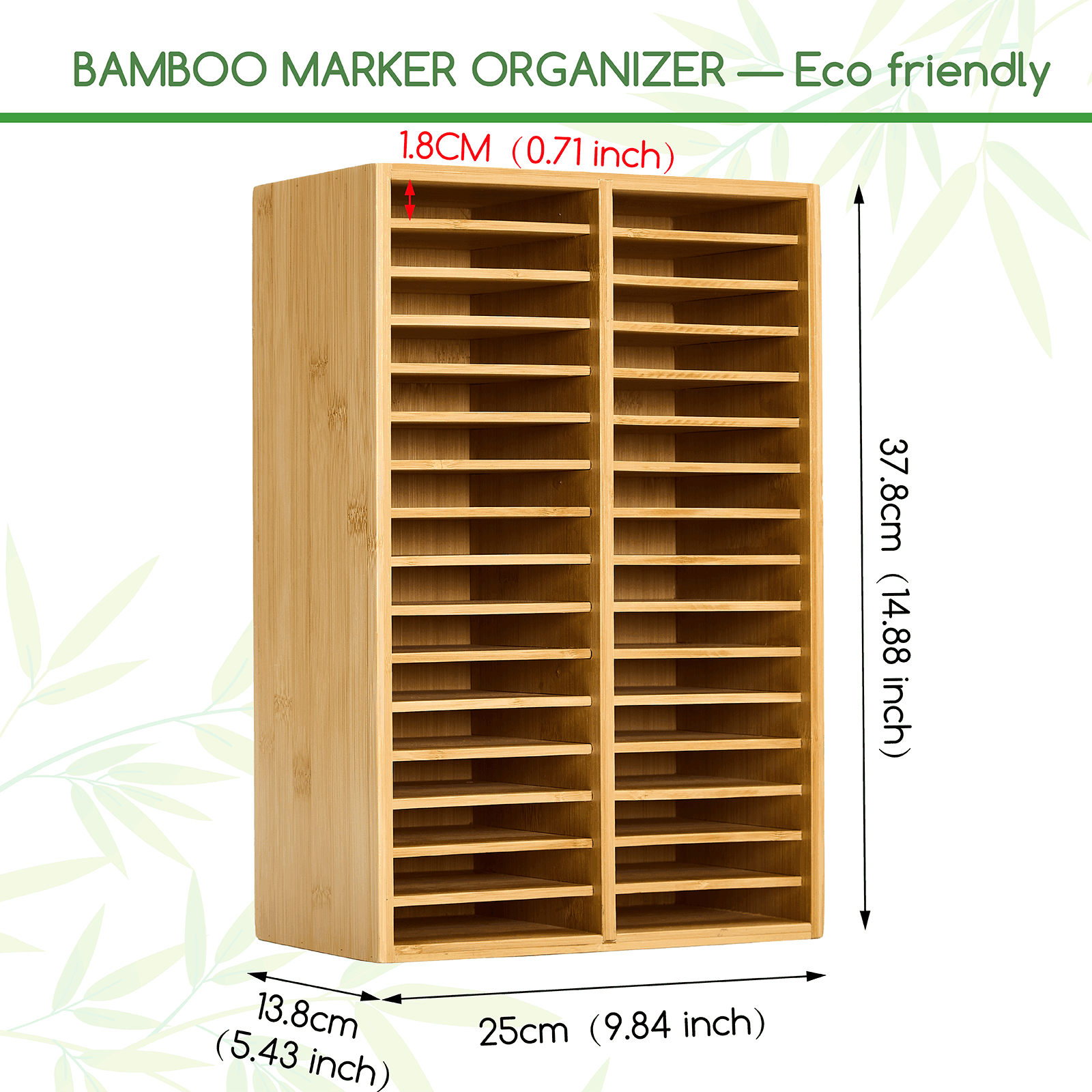meeden-brush-holders-rangement-marqueurs-bambou-32-compartiments-224 image 2