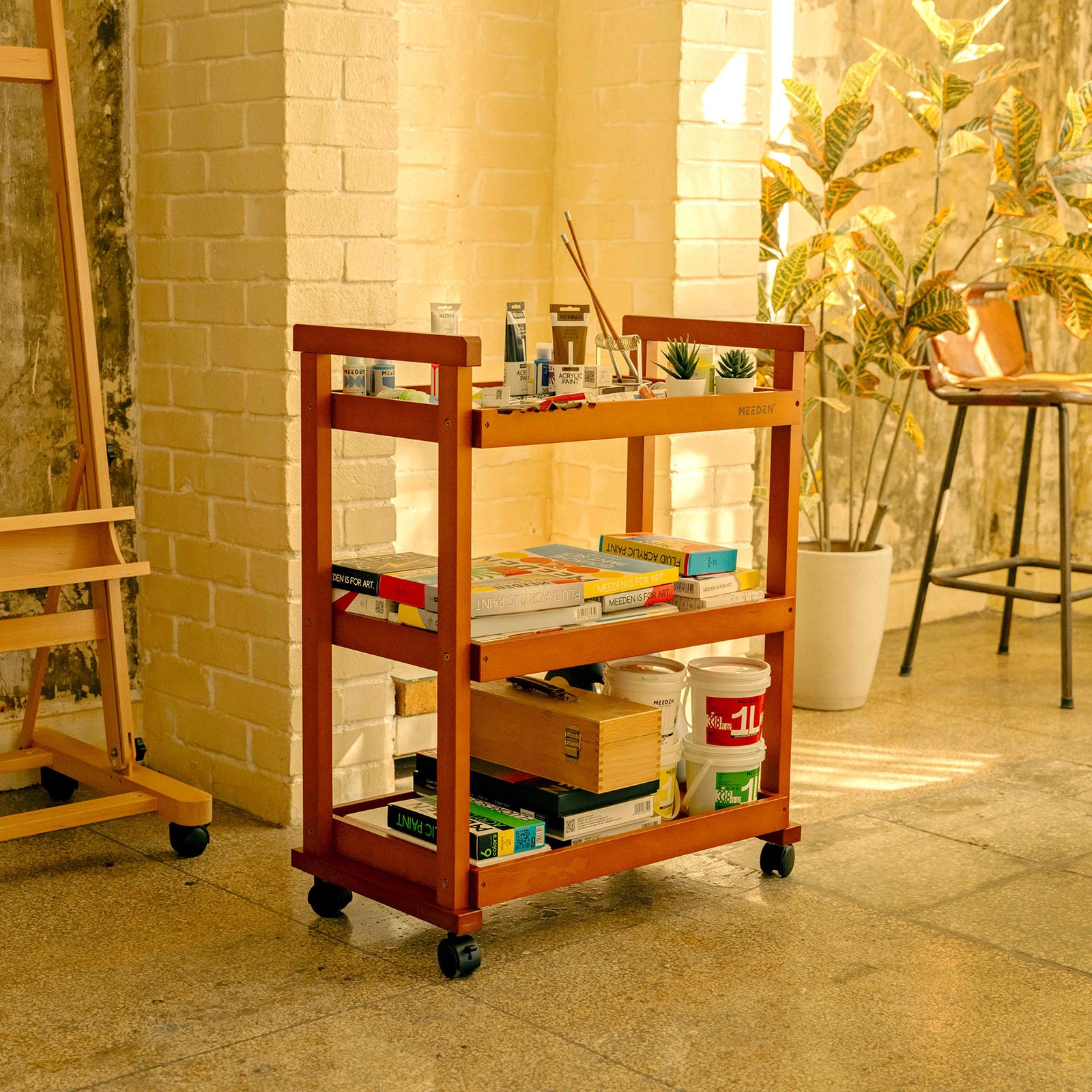 meeden-art-carts-desserte-bois-3-niveaux-noyer-clair-w13 image 2