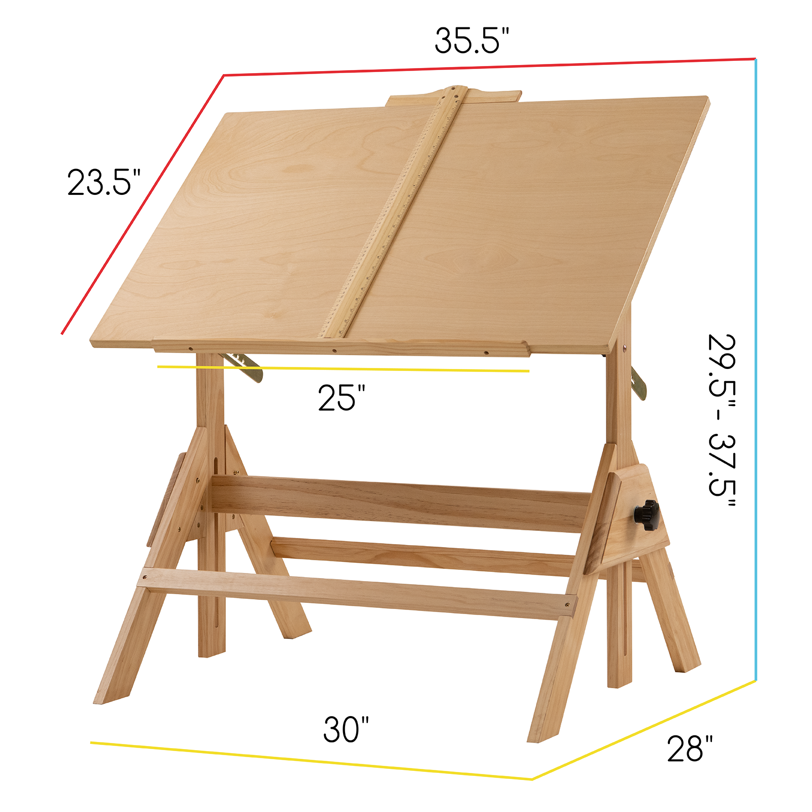 meeden-xsz-2-table-dessin-bois-naturel-tabouret image 6