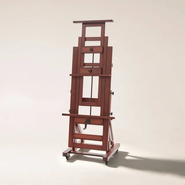 meeden-dhj-12-chevalet-atelier-bois-noyer-manivelle-roulettes image 1