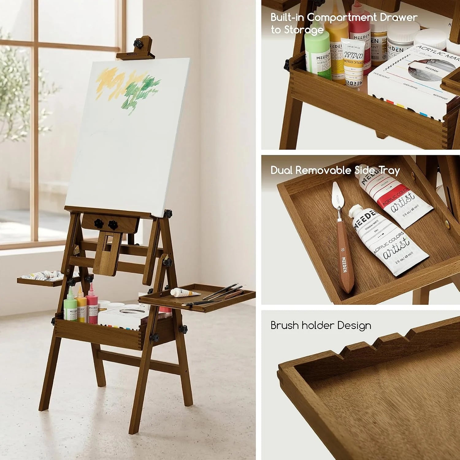 meeden-floor-easels-chevalet-atelier-bois-noyer-47-pouces image 7