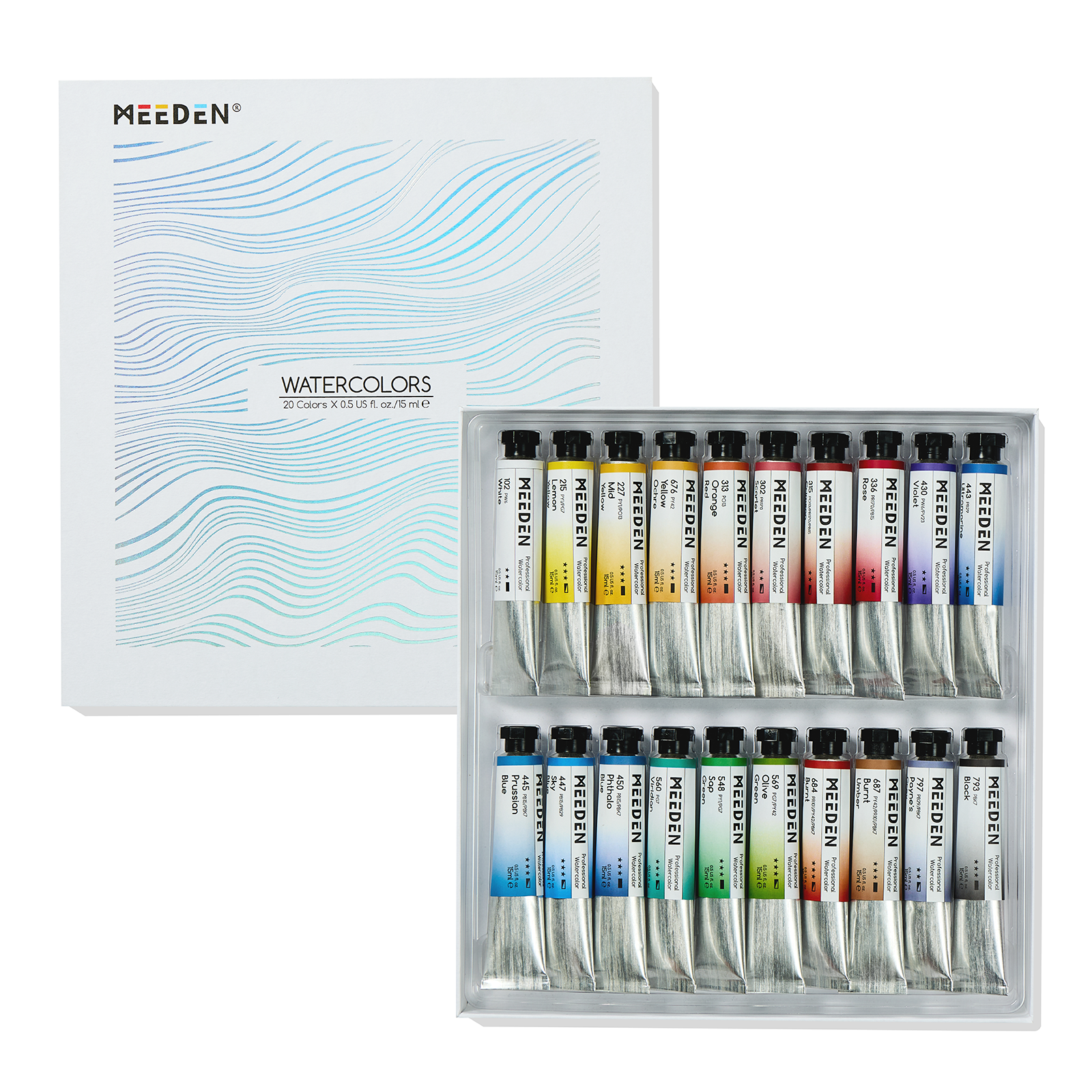 meeden-watercolor-set-20-tubes-15-ml-couleurs-pro image 1