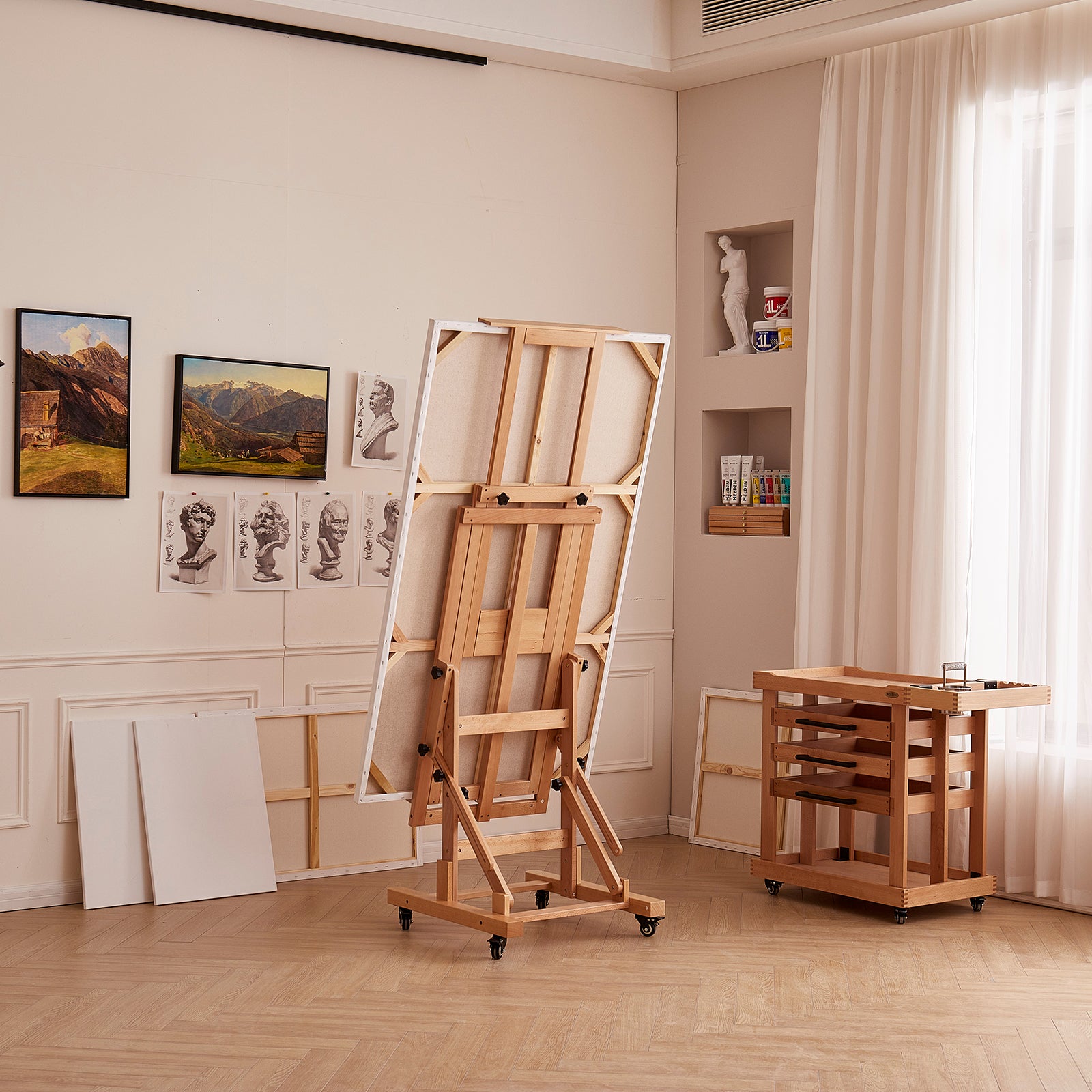 meeden-floor-easels-dhj-3-chevalet-bois-double-toile image 5
