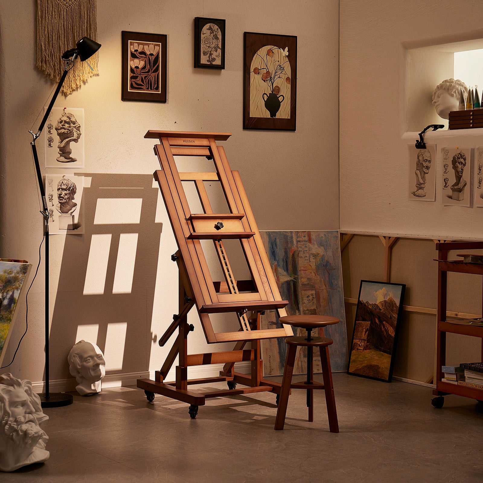 meeden-floor-easels-dhj-3-chevalet-bois-noyer-double-toile image 5