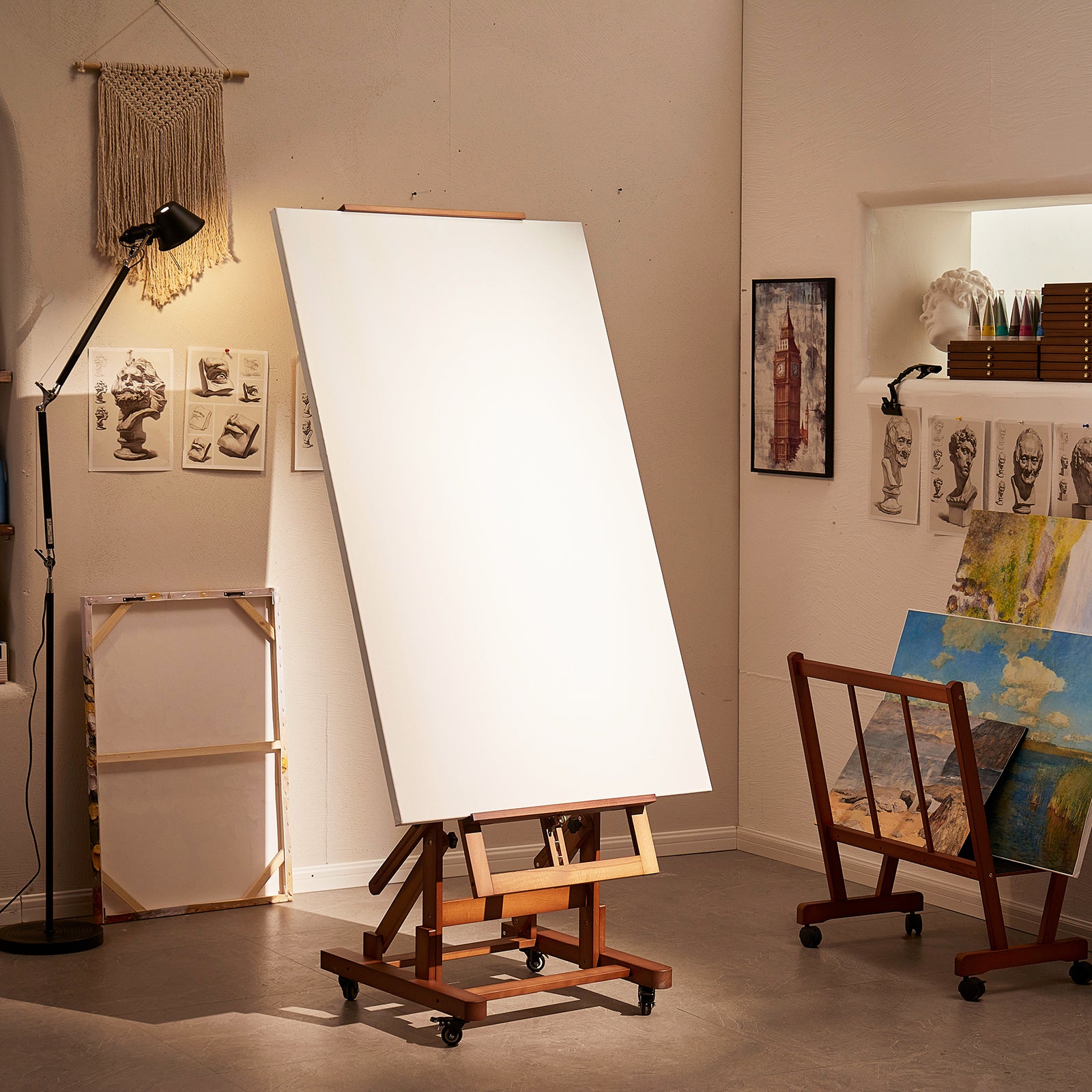 meeden-floor-easels-dhj-3-chevalet-bois-noyer-double-toile image 7