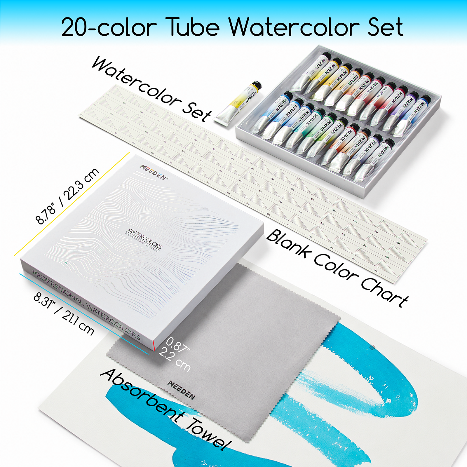 meeden-watercolor-set-20-tubes-15-ml-couleurs-pro image 6